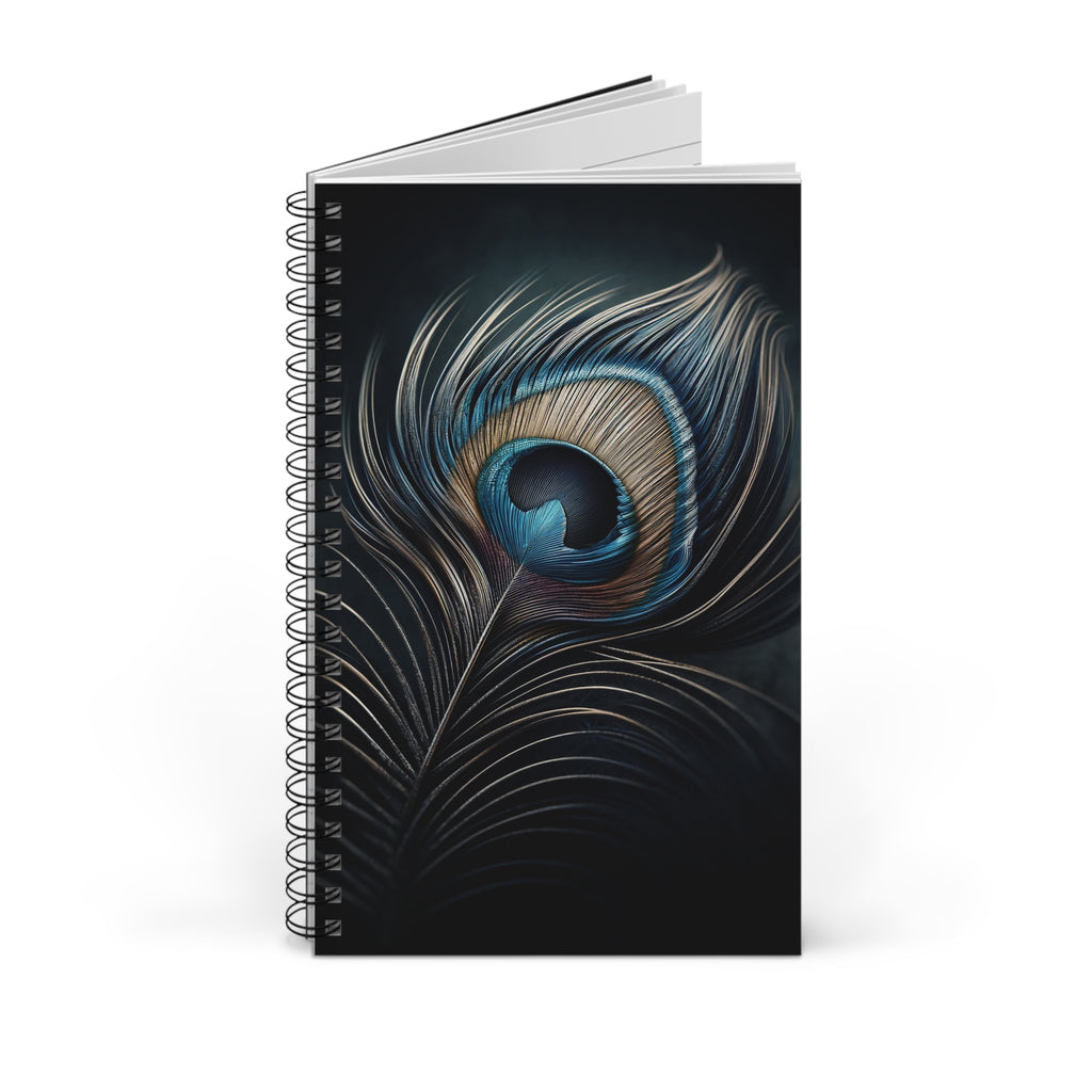 Fantasy Peacock Feather (Silver-Blue) - Spiral Journal
