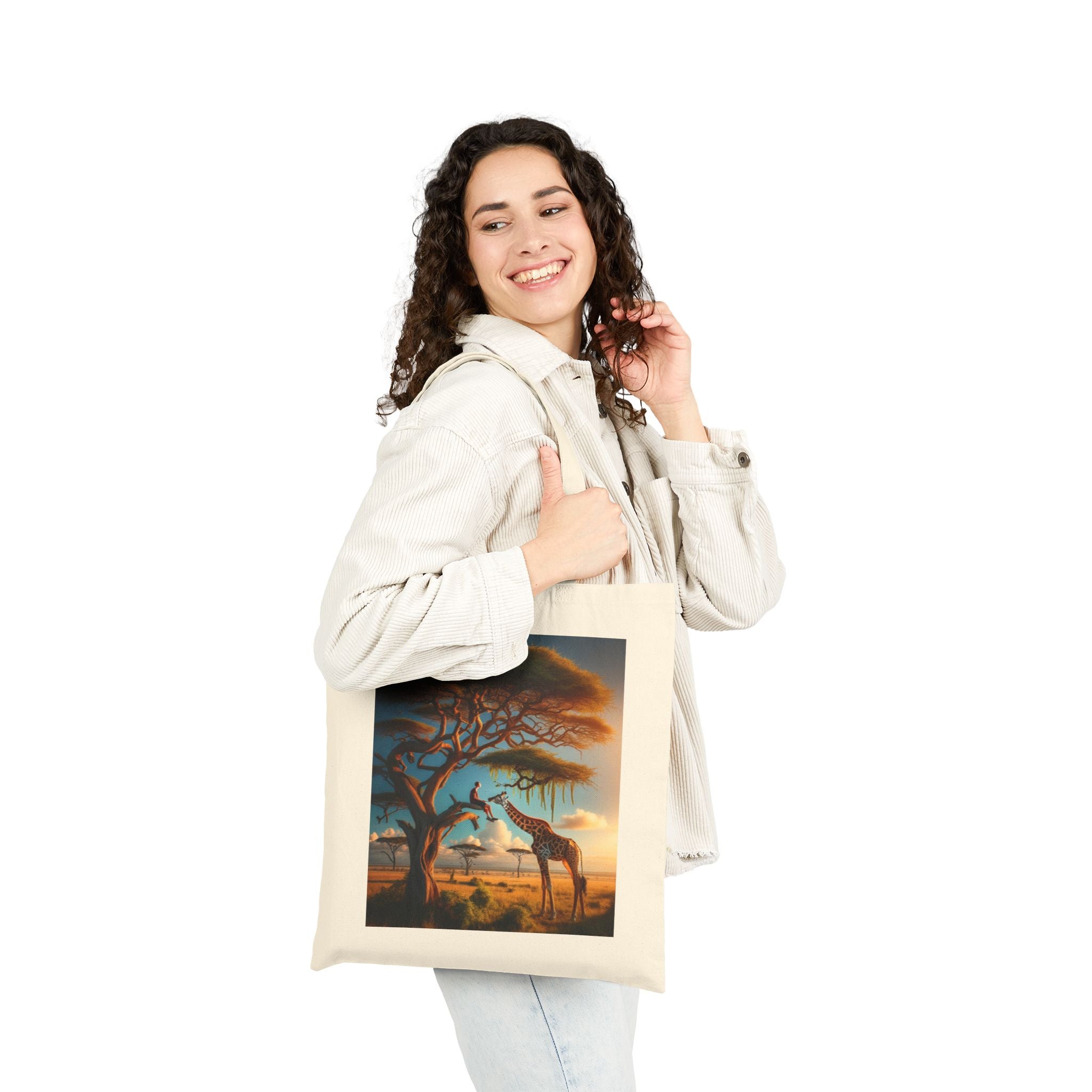 African Sunset Giraffe - Cotton Canvas Tote Bag