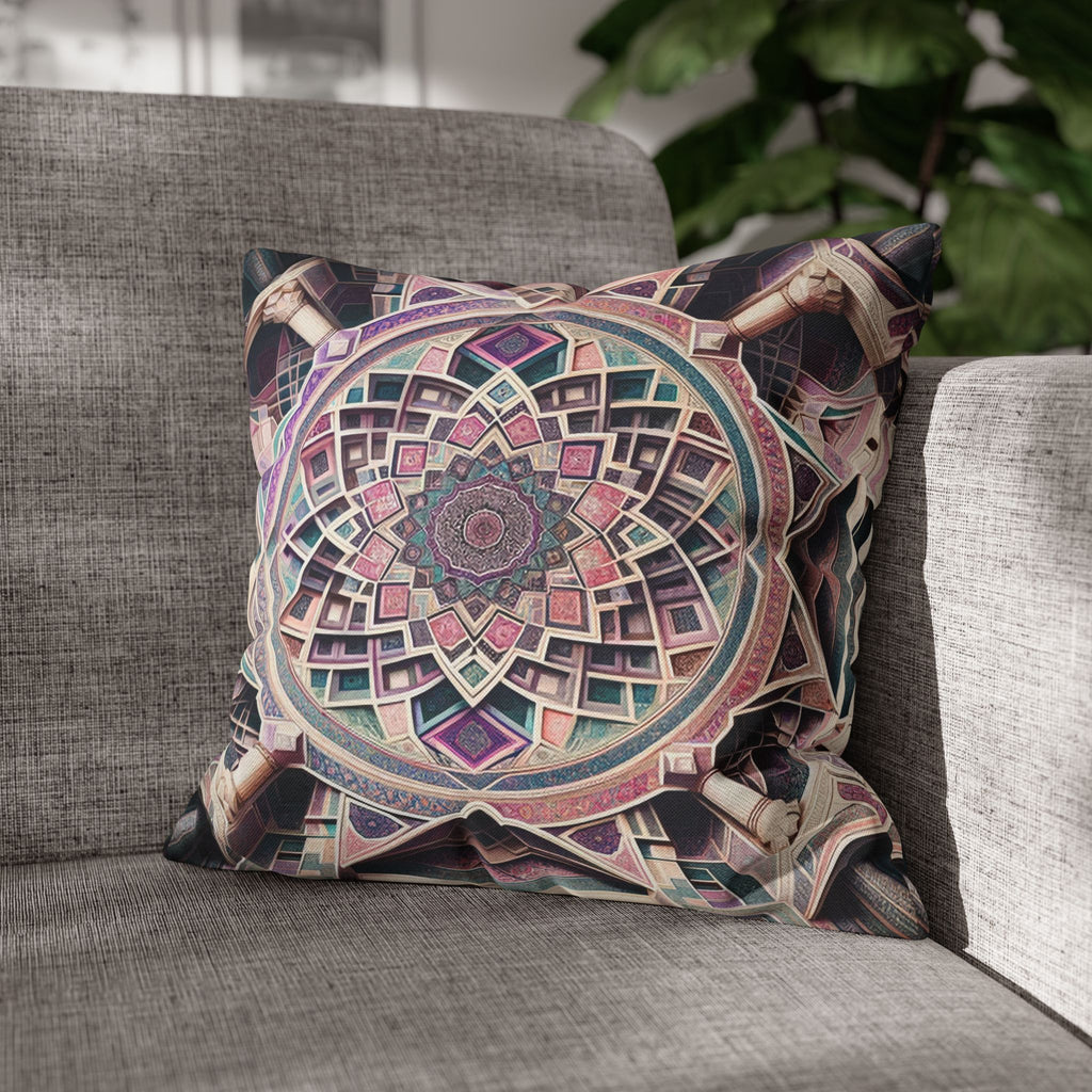 Persian art, grey-pink - Polyester Square Pillowcase