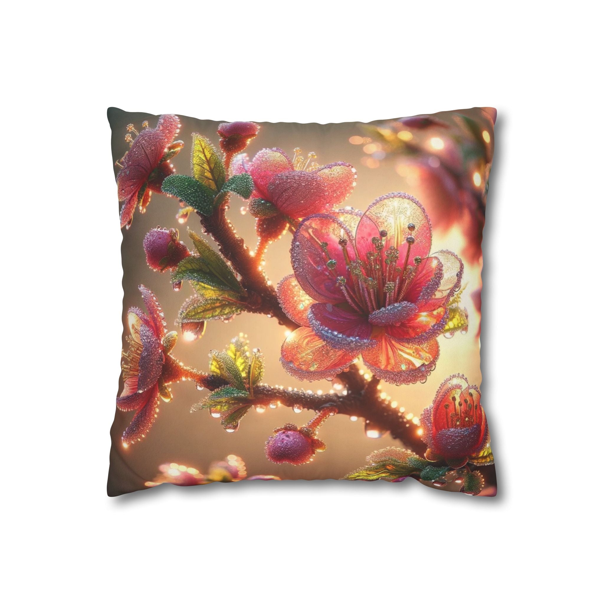 Large Pink flowers - Suede Square Pillowcase