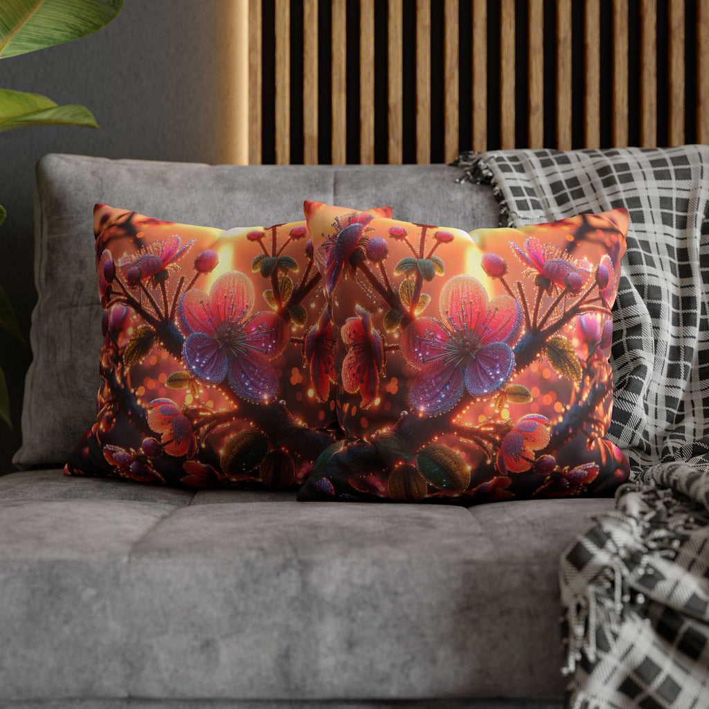 Pink diamond flowers - Suede Square Pillowcase