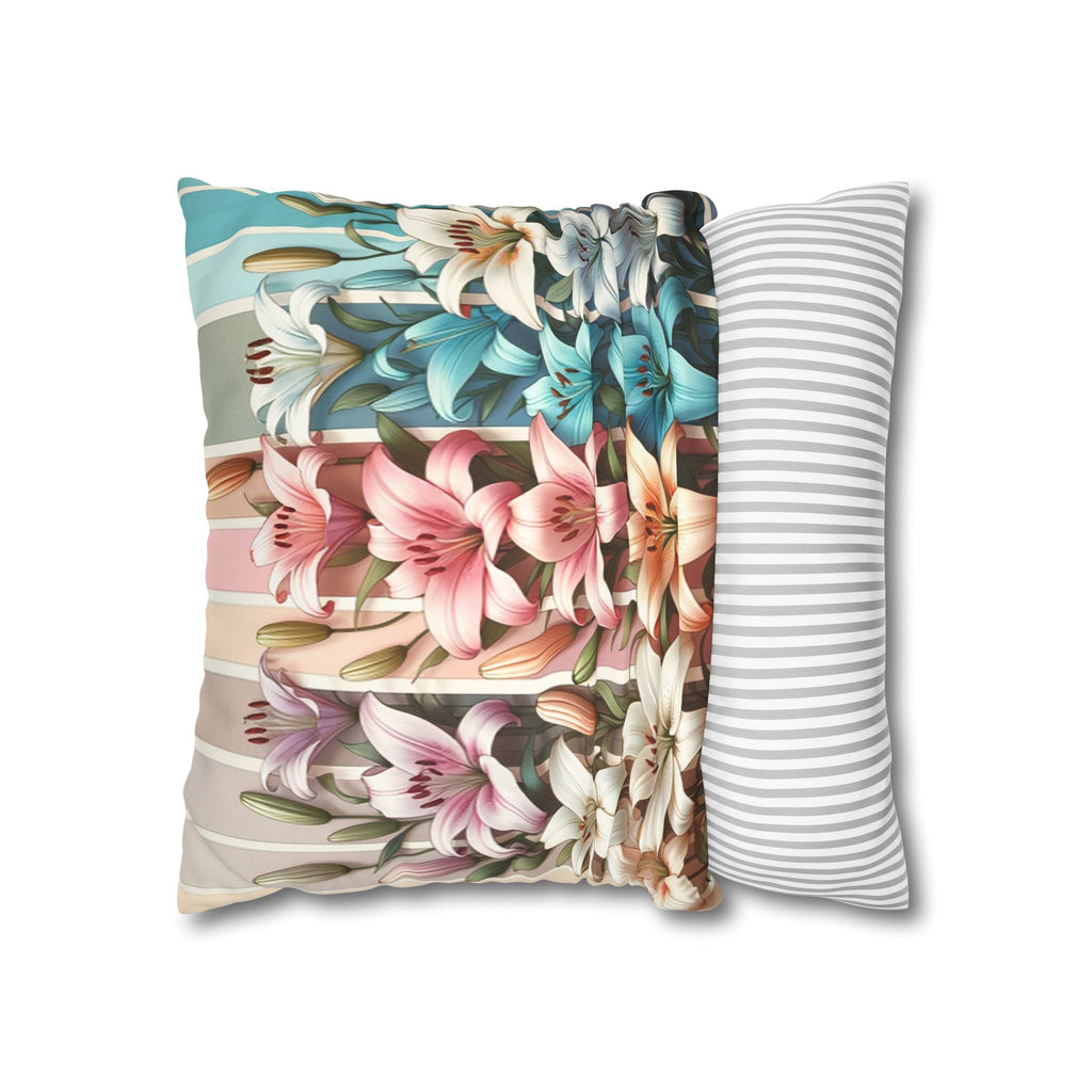 Lilies (in columns) - Suede Square Pillowcase