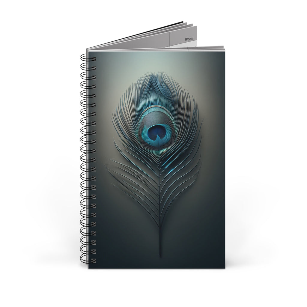 Fantasy Peacock Feather Blue-Silver (2) - Spiral Journal