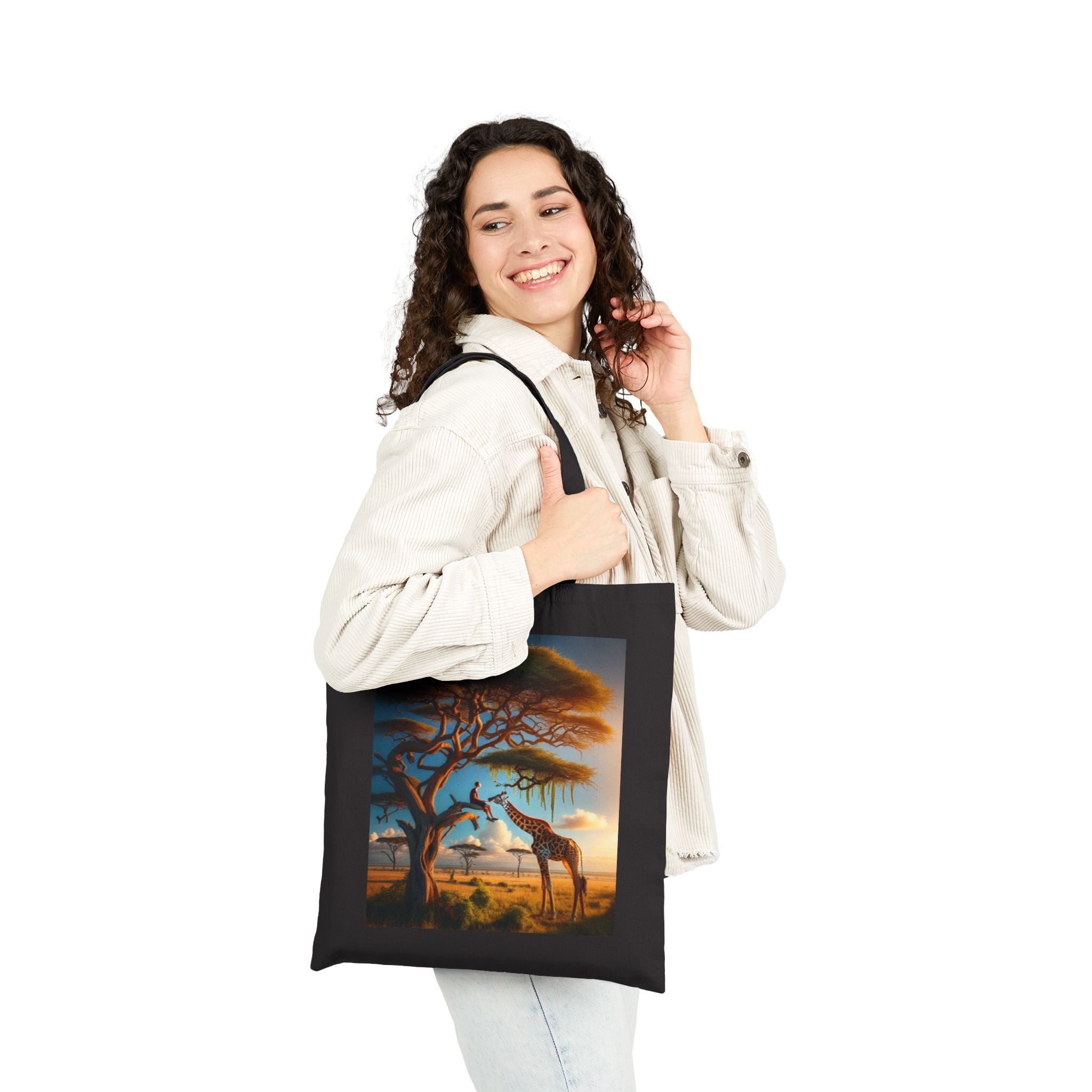 African Sunset Giraffe - Cotton Canvas Tote Bag