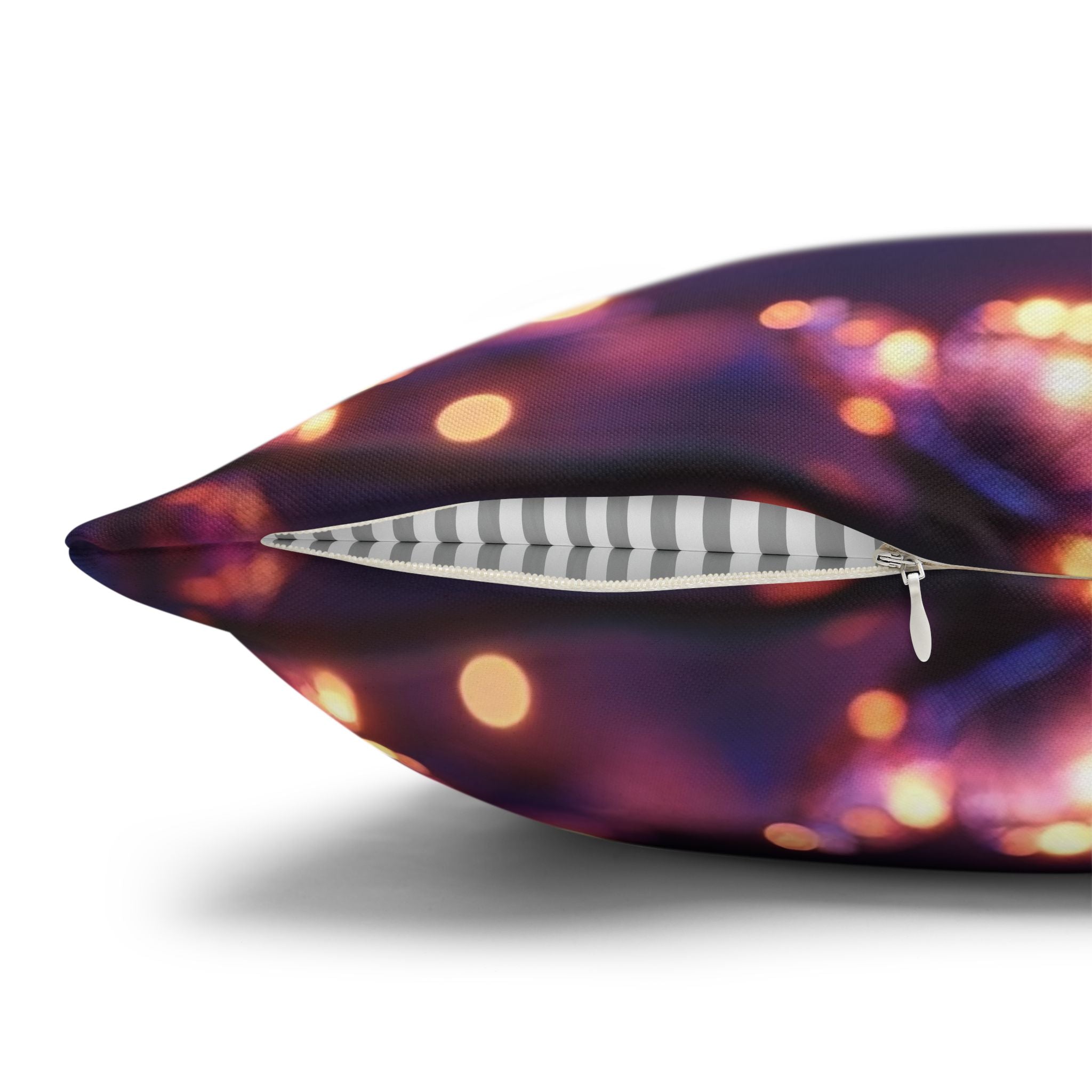 Purple diamond flowers (in sunset) - Polyester Square Pillowcase