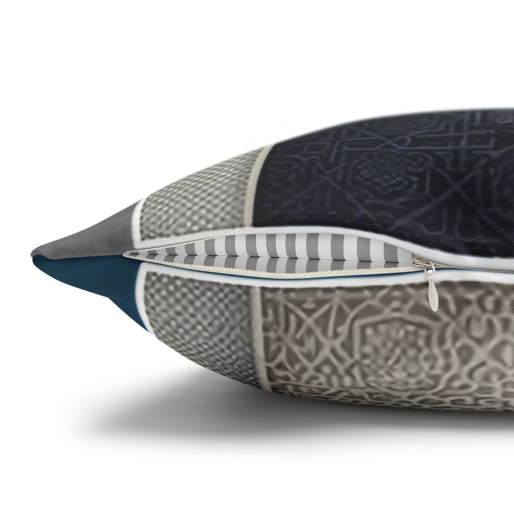 Islamic Art, Silver-blue - Polyester Square Pillowcase