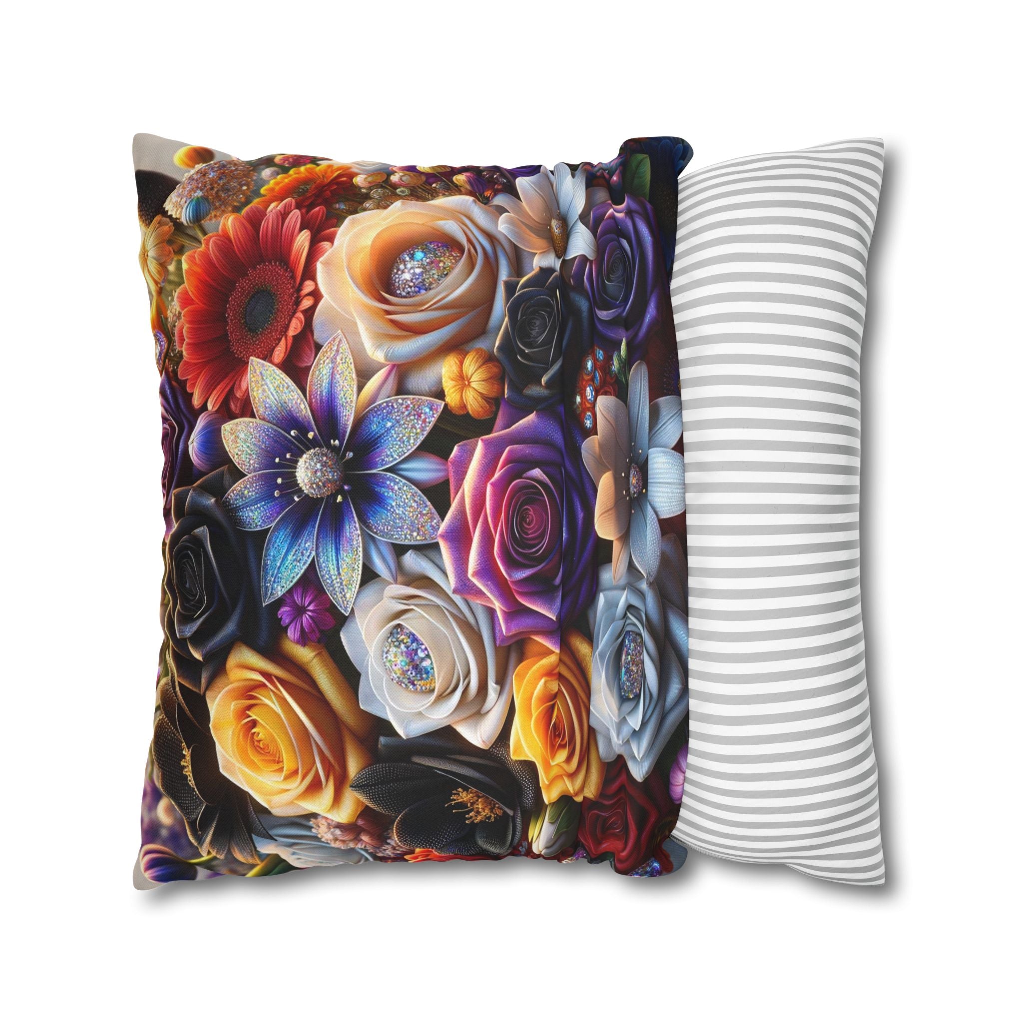 Colourful Bouquet (big flowers) - Polyester Square Pillowcase