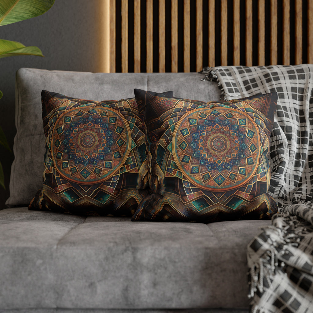 Persian Art (brown-yellow) - Suede Square Pillowcase