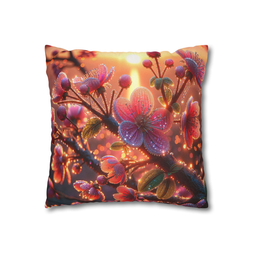 Multiple sized Pink flowers - Polyester Square Pillowcase