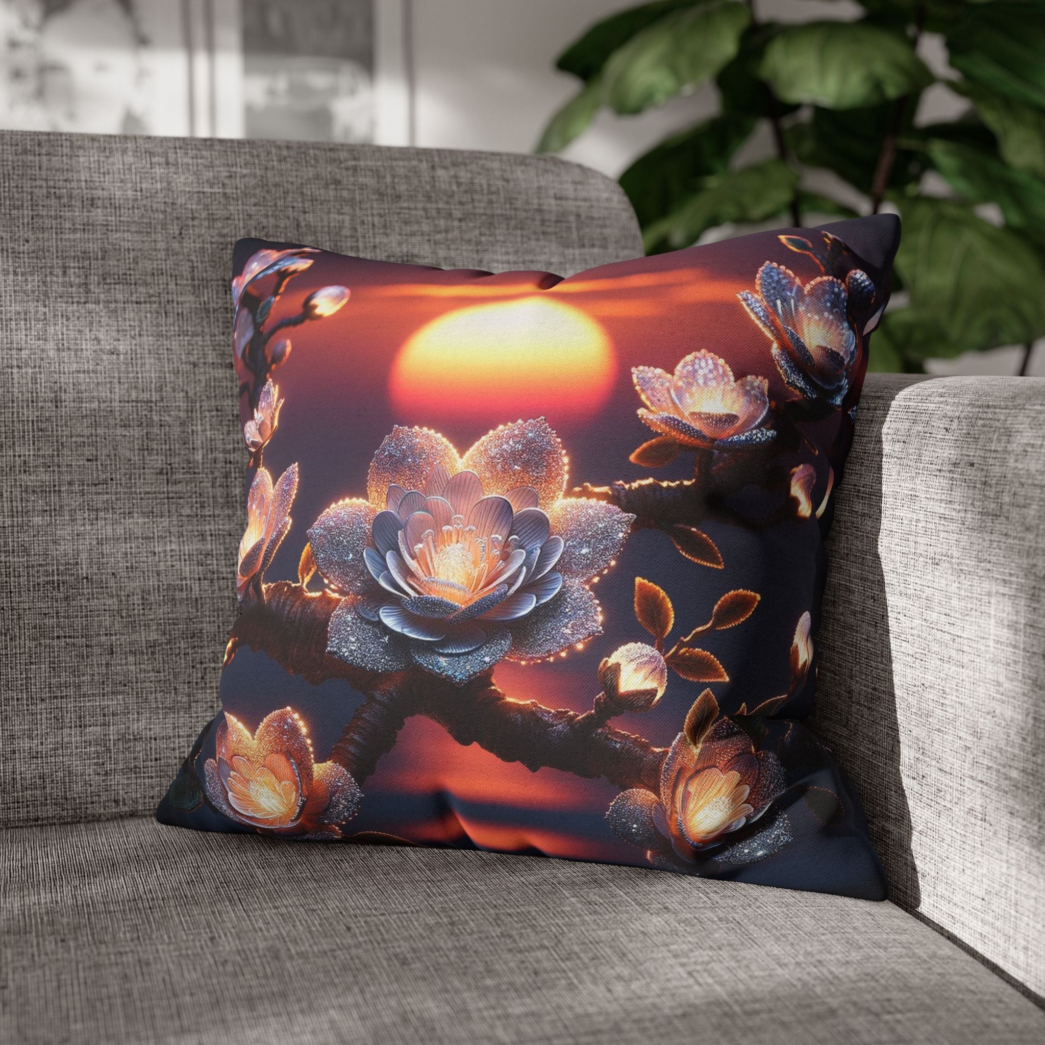 White flowers in the night - Polyester Square Pillowcase