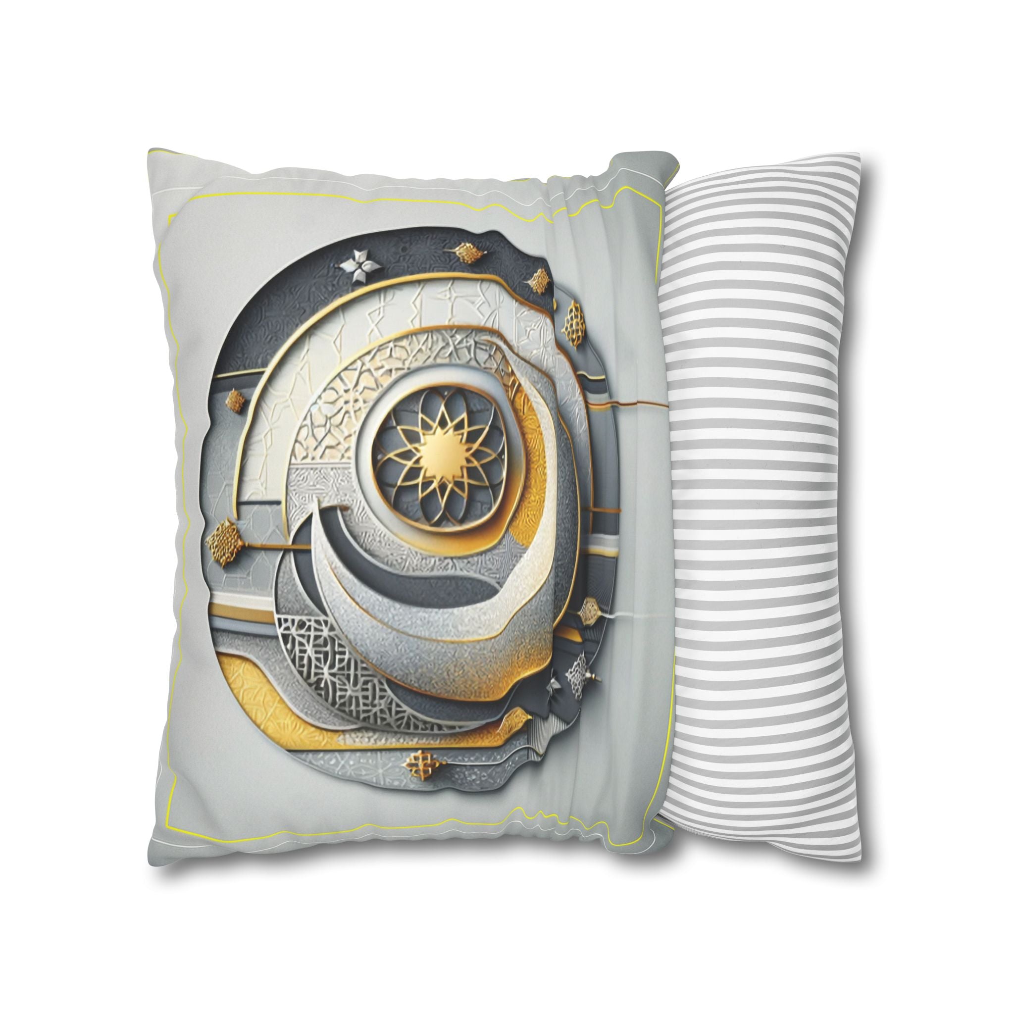 Islamic Art (gold, silver and grey) - Suede Square Pillowcase