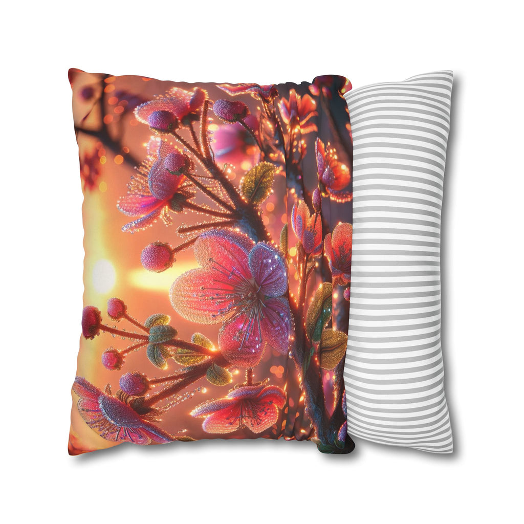 Pink diamond flowers - Suede Square Pillowcase
