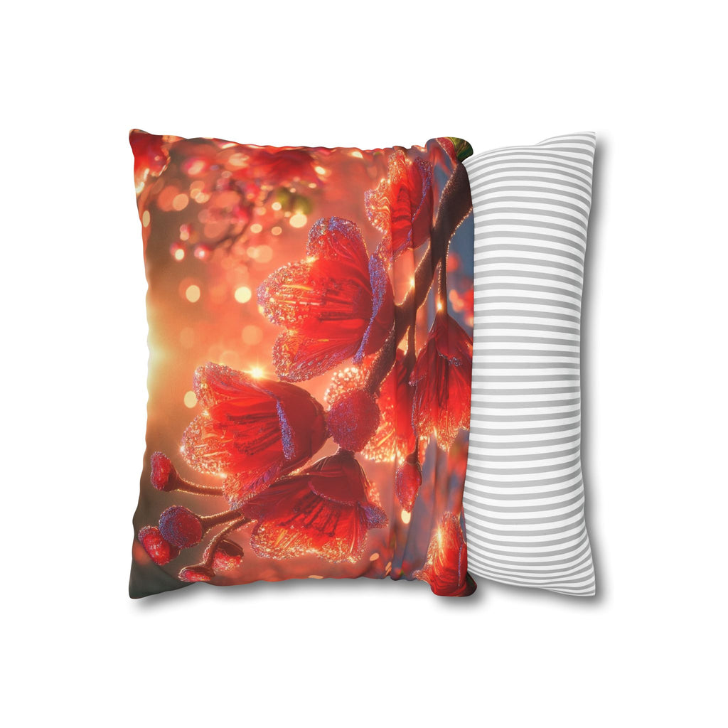 Red diamond flowers (in sunset) - Suede Square Pillowcase