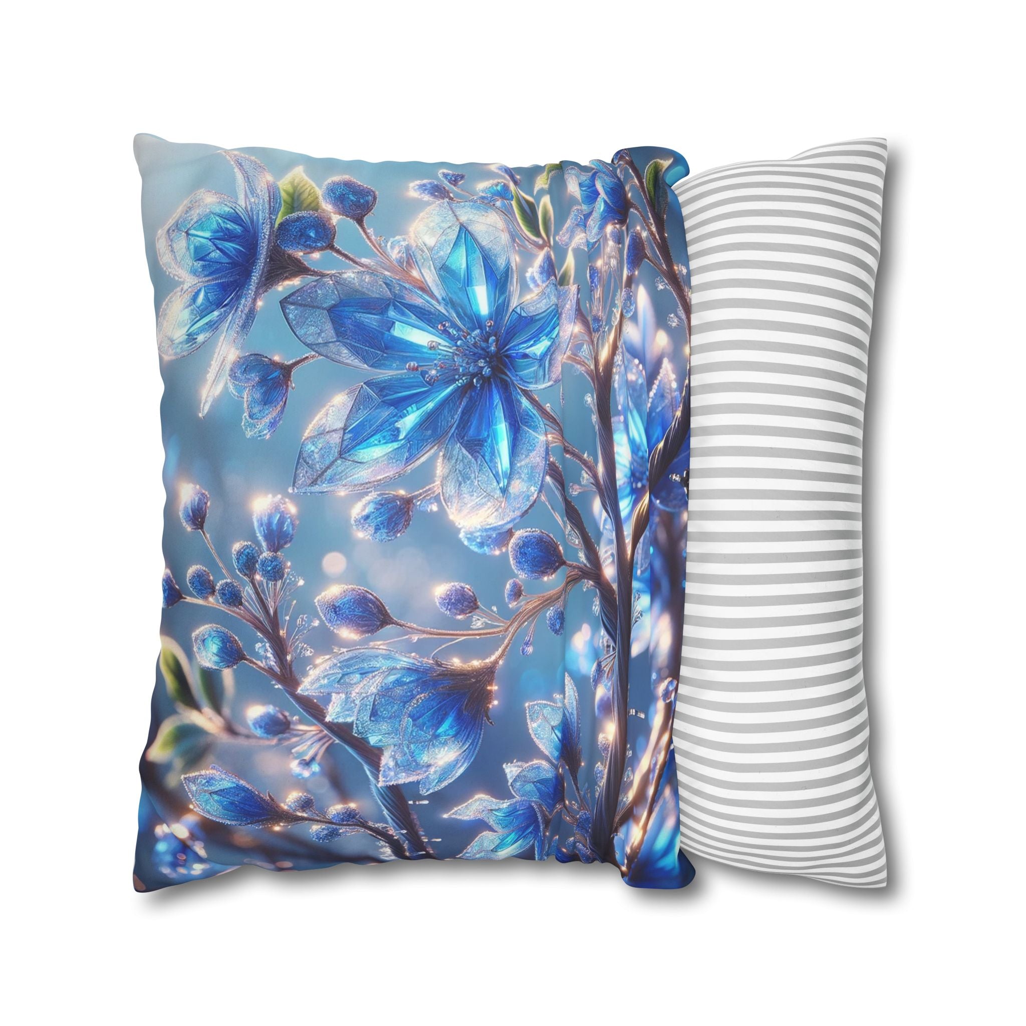 Blue, diamond flowers (with blue background) - Suede Square Pillowcase