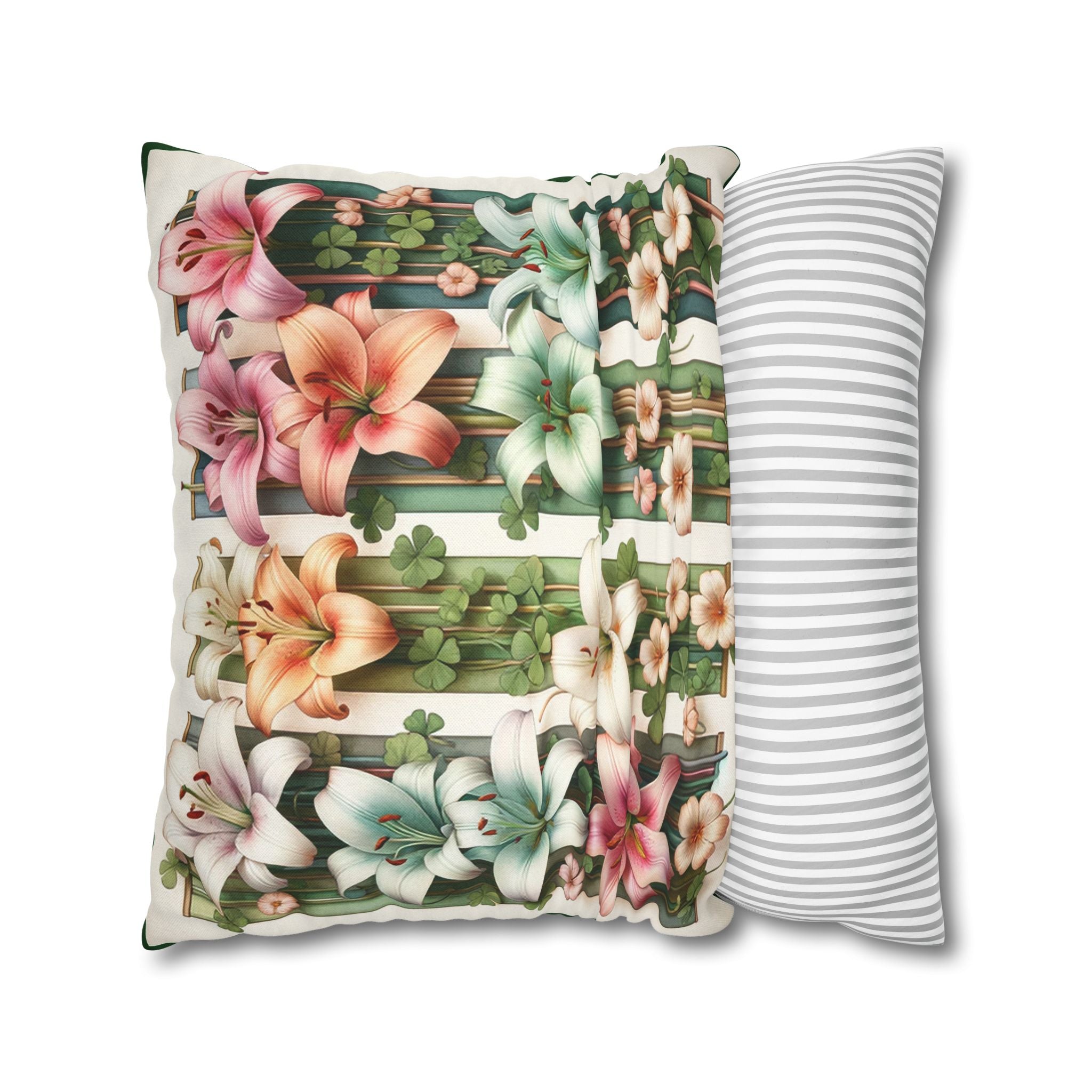 Lilies with little leaves - Polyester Square Pillowcase