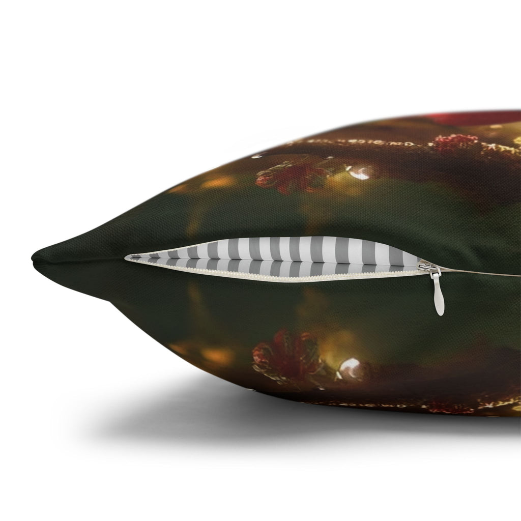 Red & white flowers in light background - Polyester Square Pillowcase