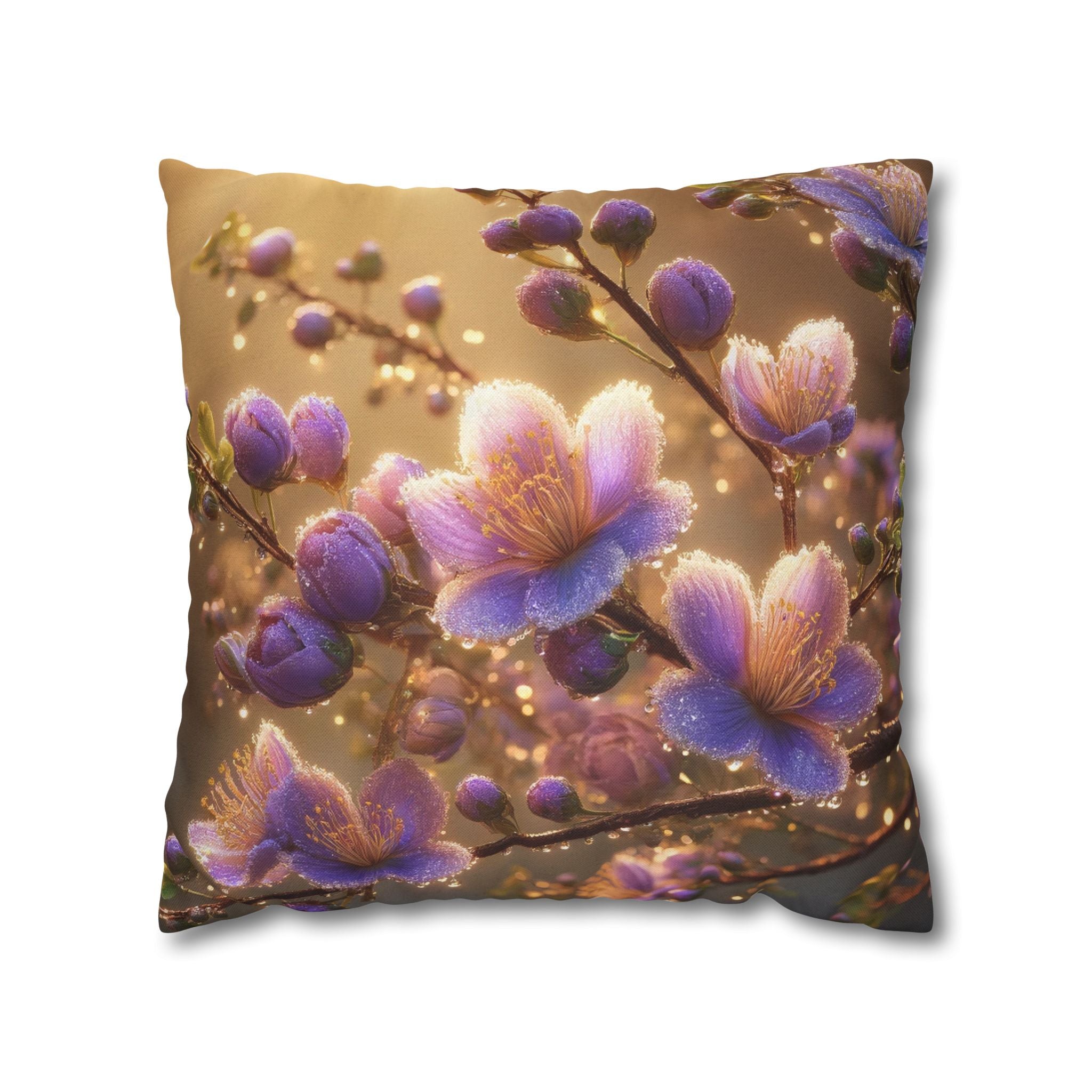 White-lavender flowers - Polyester Square Pillowcase