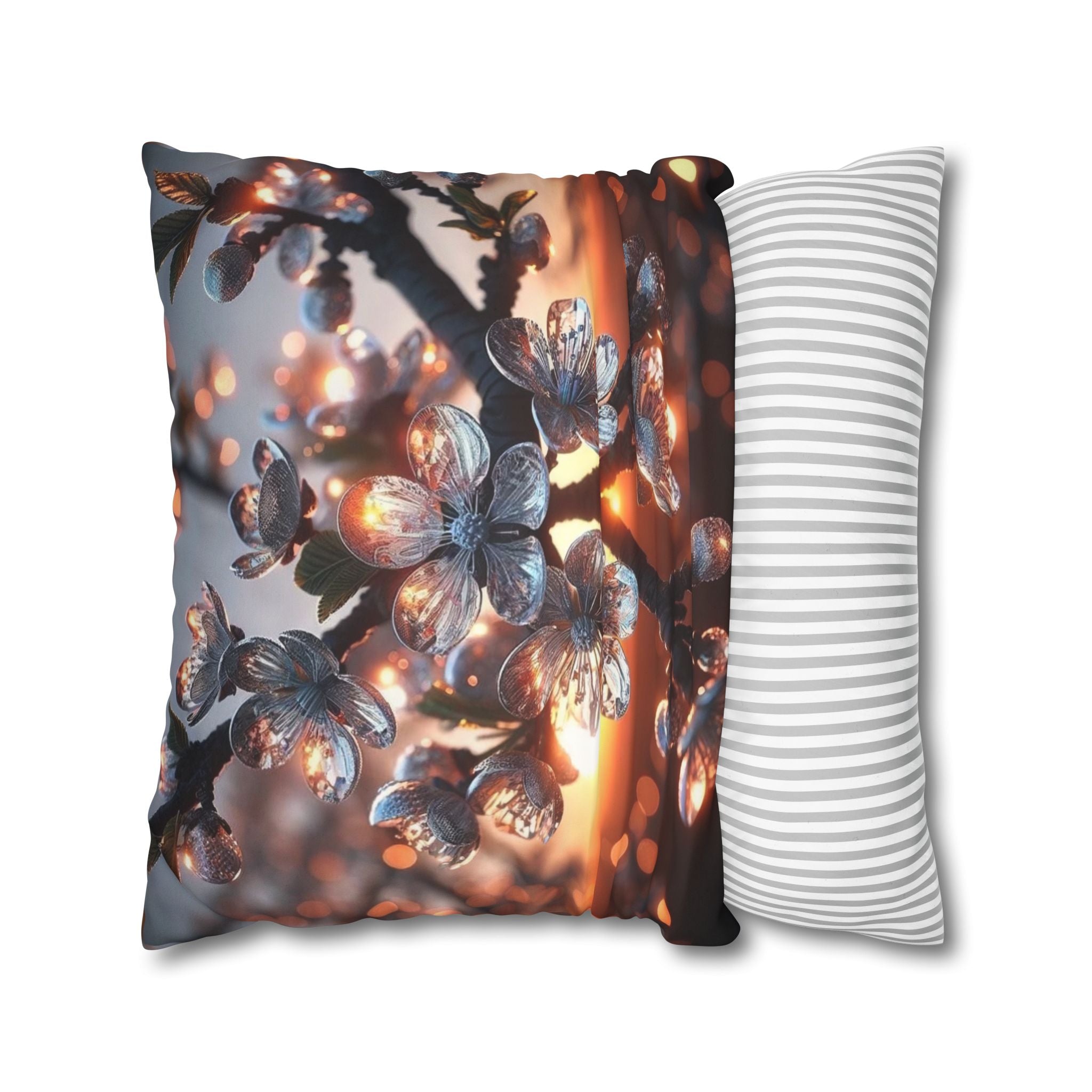 White, diamond flowers (in the evening) - Suede Square Pillowcase
