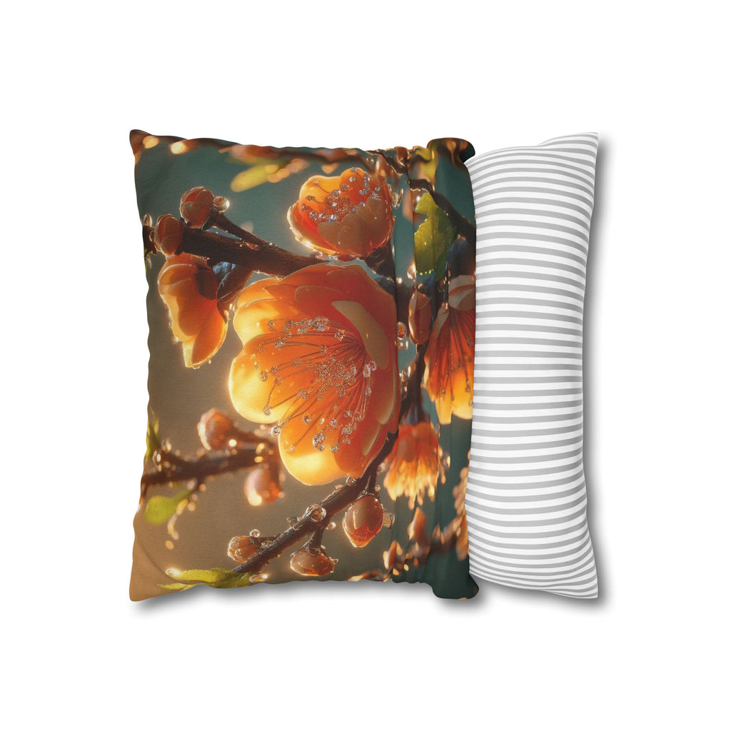 Orange-yellow diamond flowers - Polyester Square Pillowcase