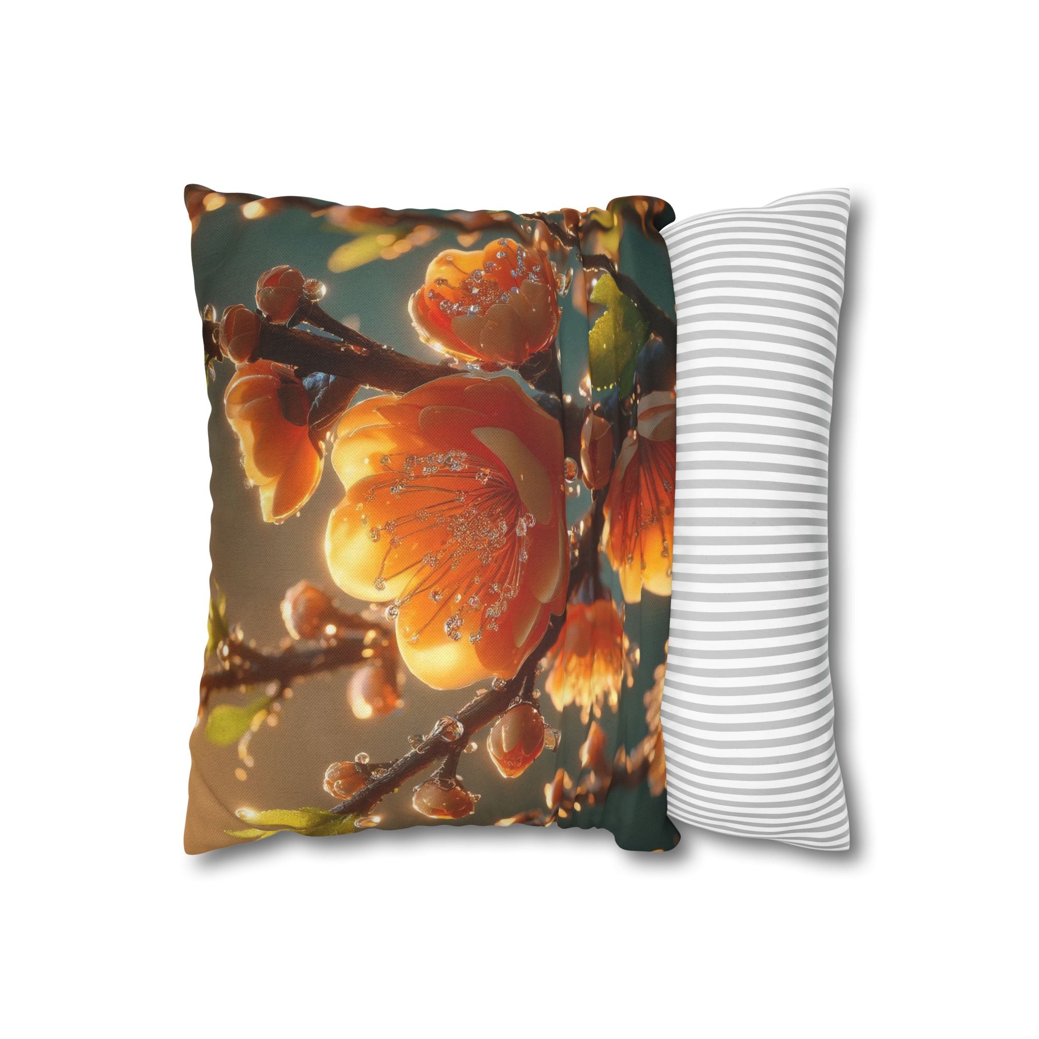 Orange-yellow diamond flowers - Polyester Square Pillowcase