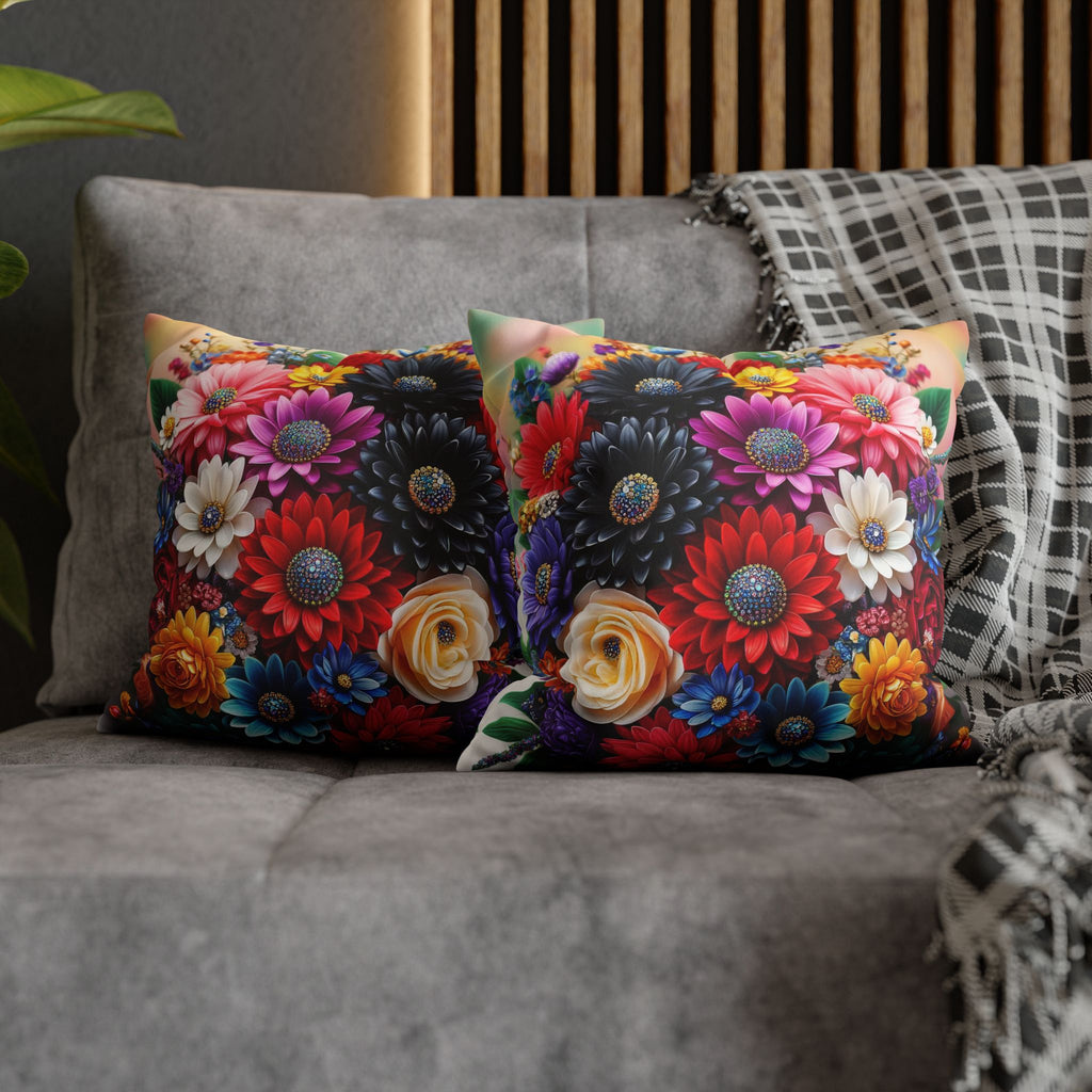 Colourful Bouquet of bright coloured flowers - Suede Square Pillowcase