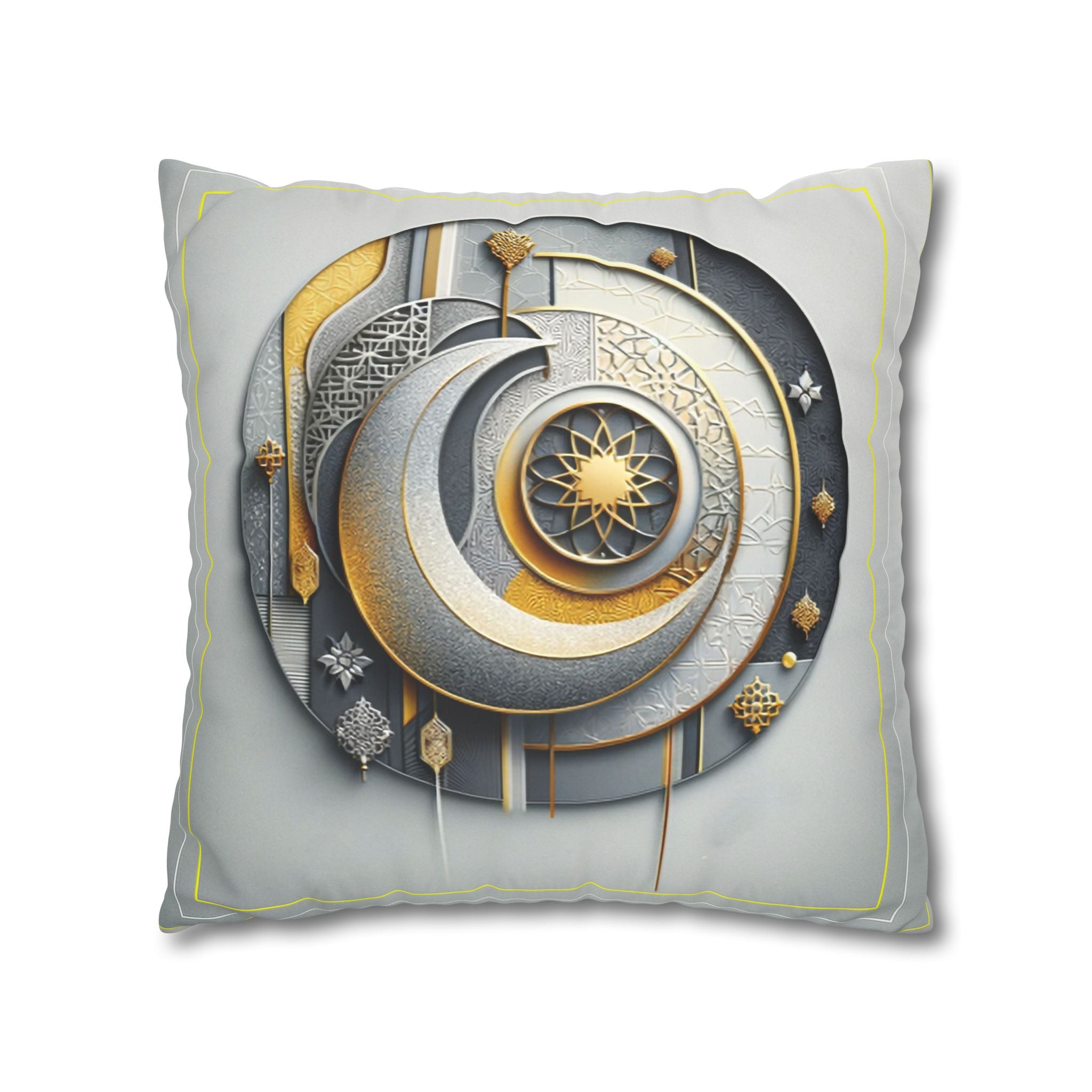 Islamic Art (gold, silver and grey) - Suede Square Pillowcase