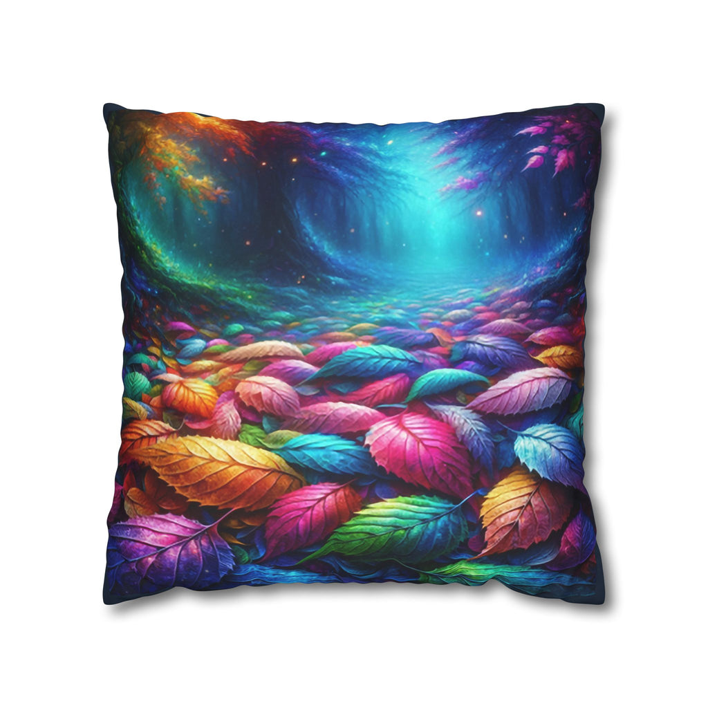 Magical leaves (blue light) - Suede Square Pillowcase