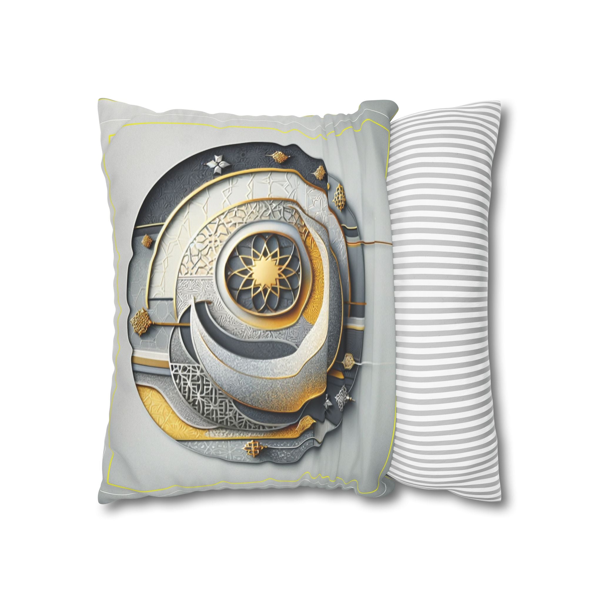 Islamic Art (gold, silver and grey) - Suede Square Pillowcase