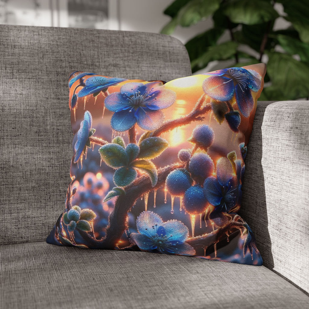 Pillowcase with Blue Flowers and Diamonds