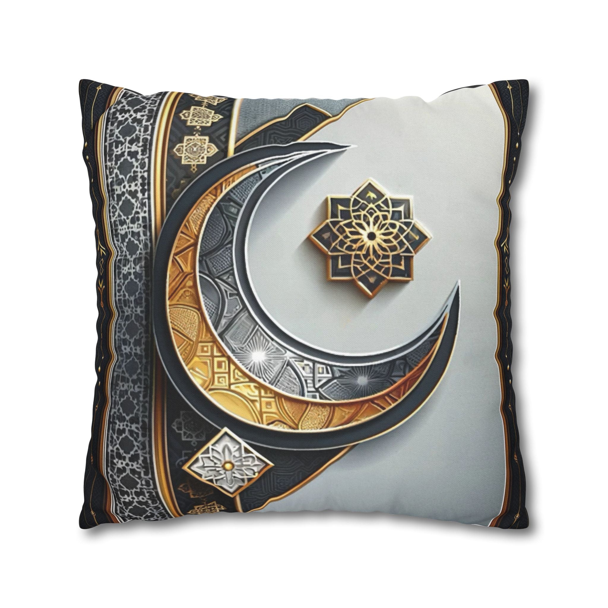 Islamic Art, moon and star  - Polyester Square Pillowcase