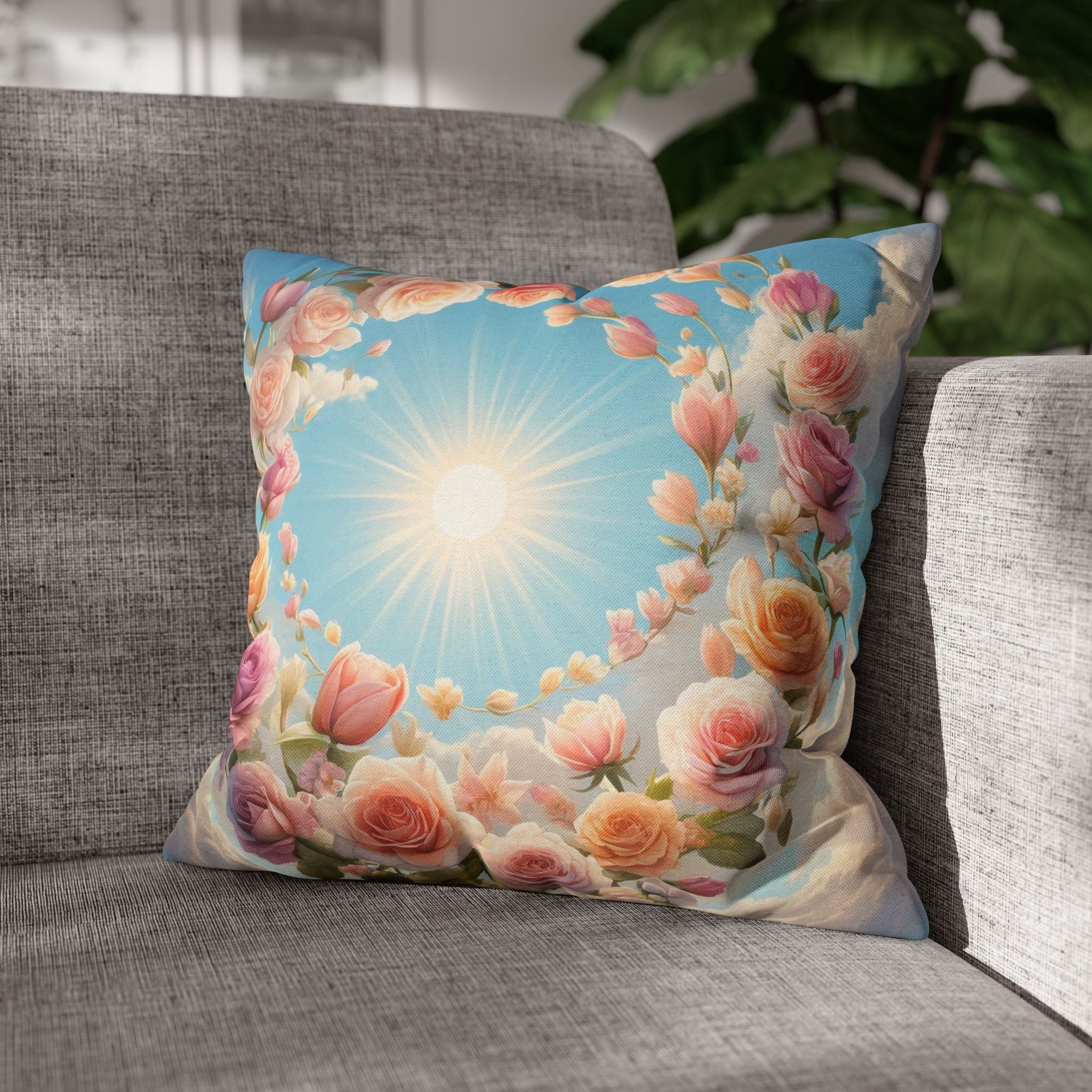 Roses in a circle - Polyester Square Pillowcase