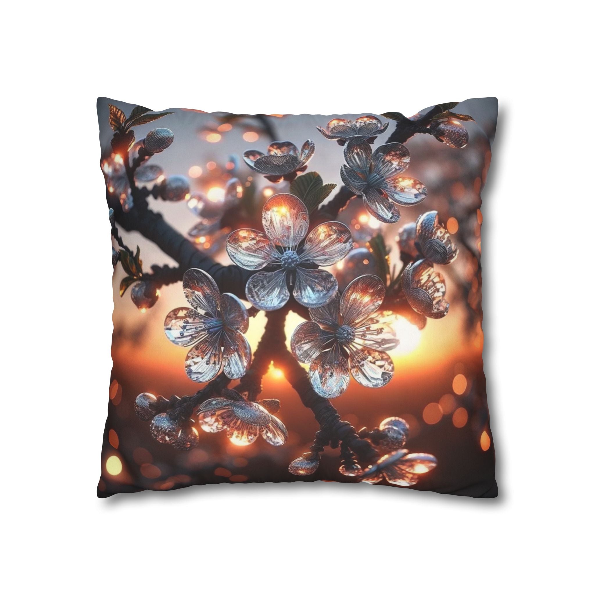 White, diamond flowers (in the evening) - Suede Square Pillowcase