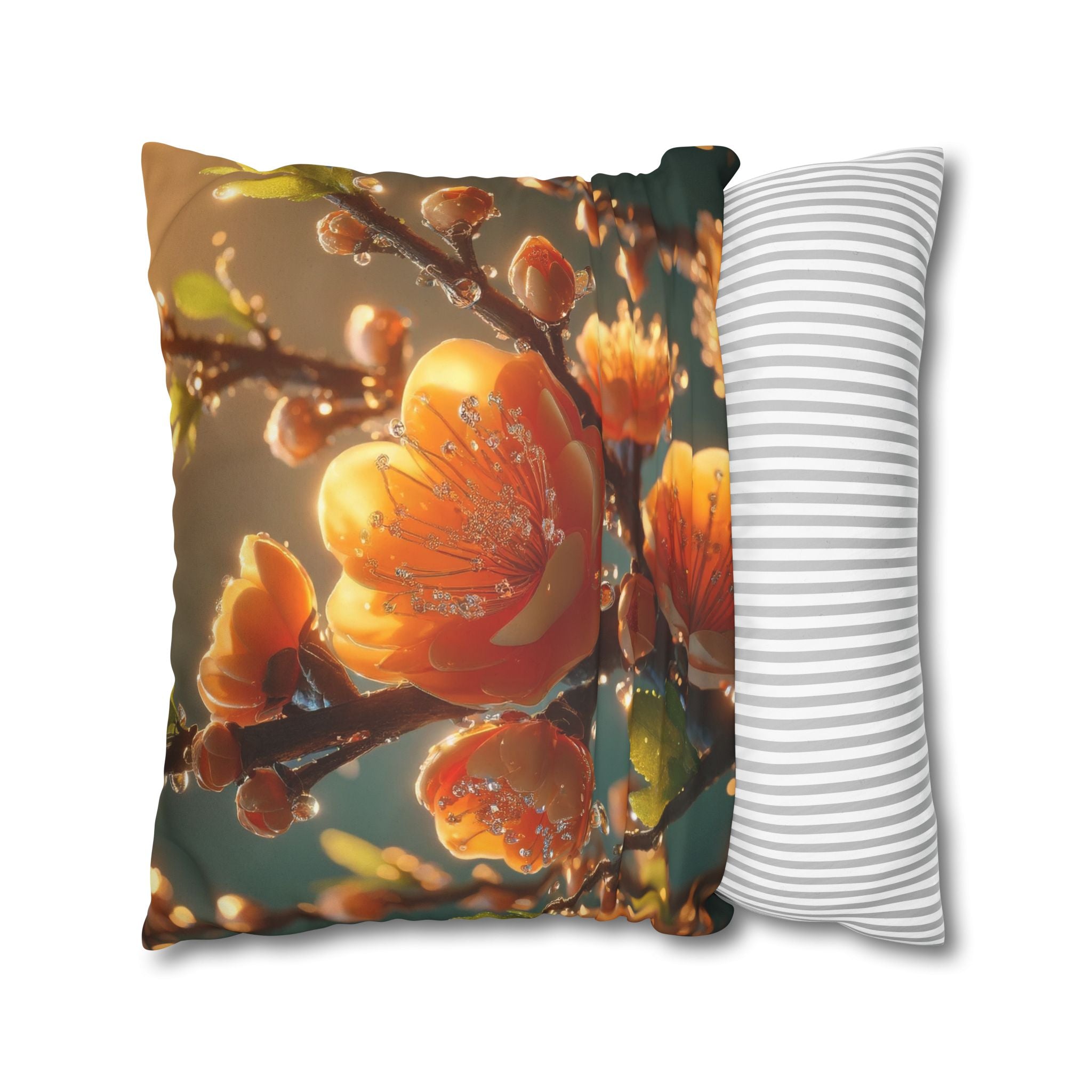 Orange coloured flowers  - Suede Square Pillowcase