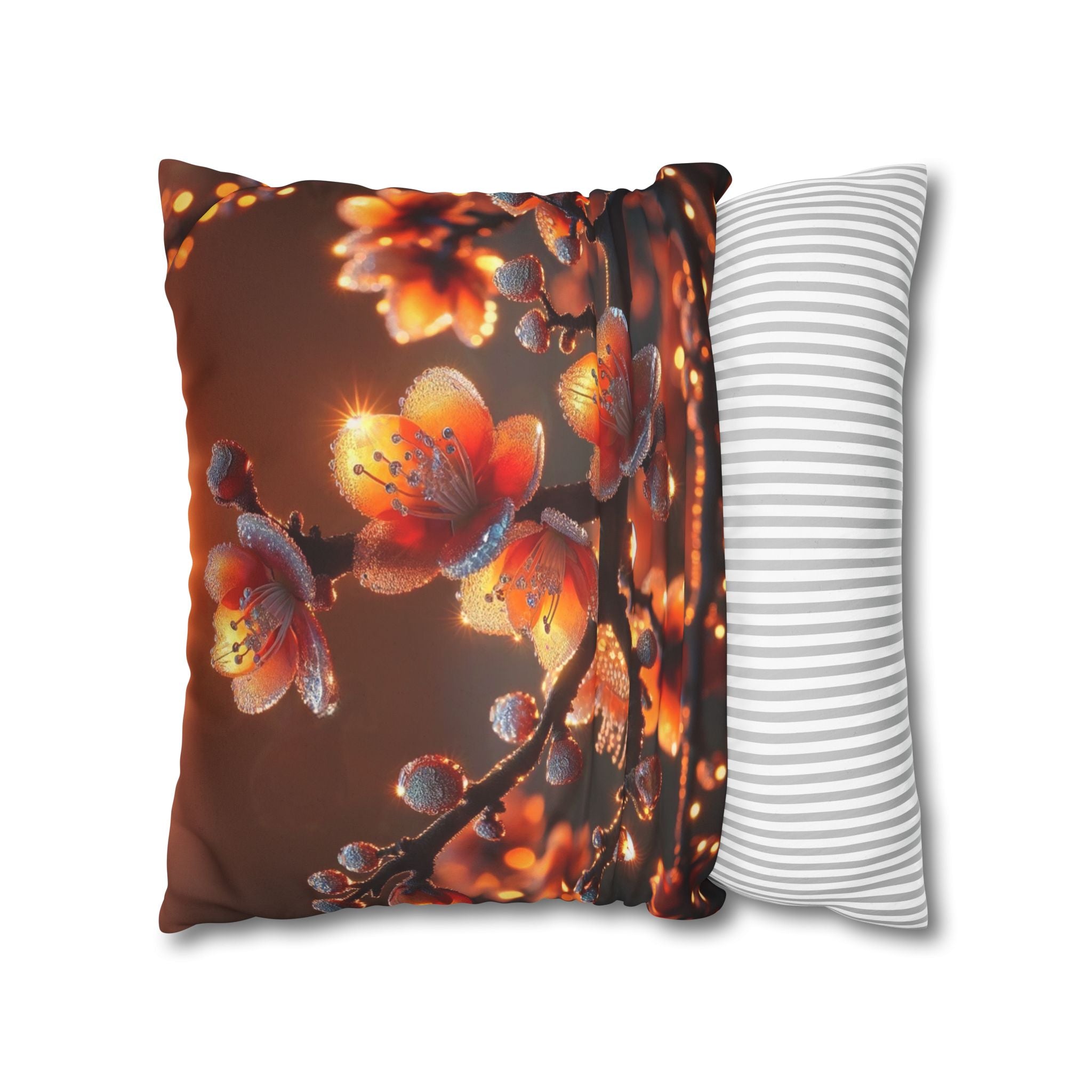 Orange-red flowers - Suede Square Pillowcase