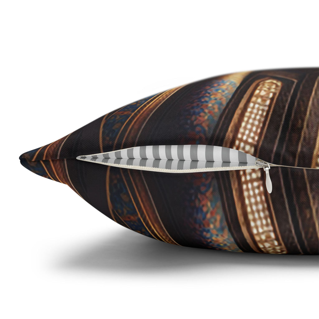 Persian art, brown-blue - Polyester Square Pillowcase