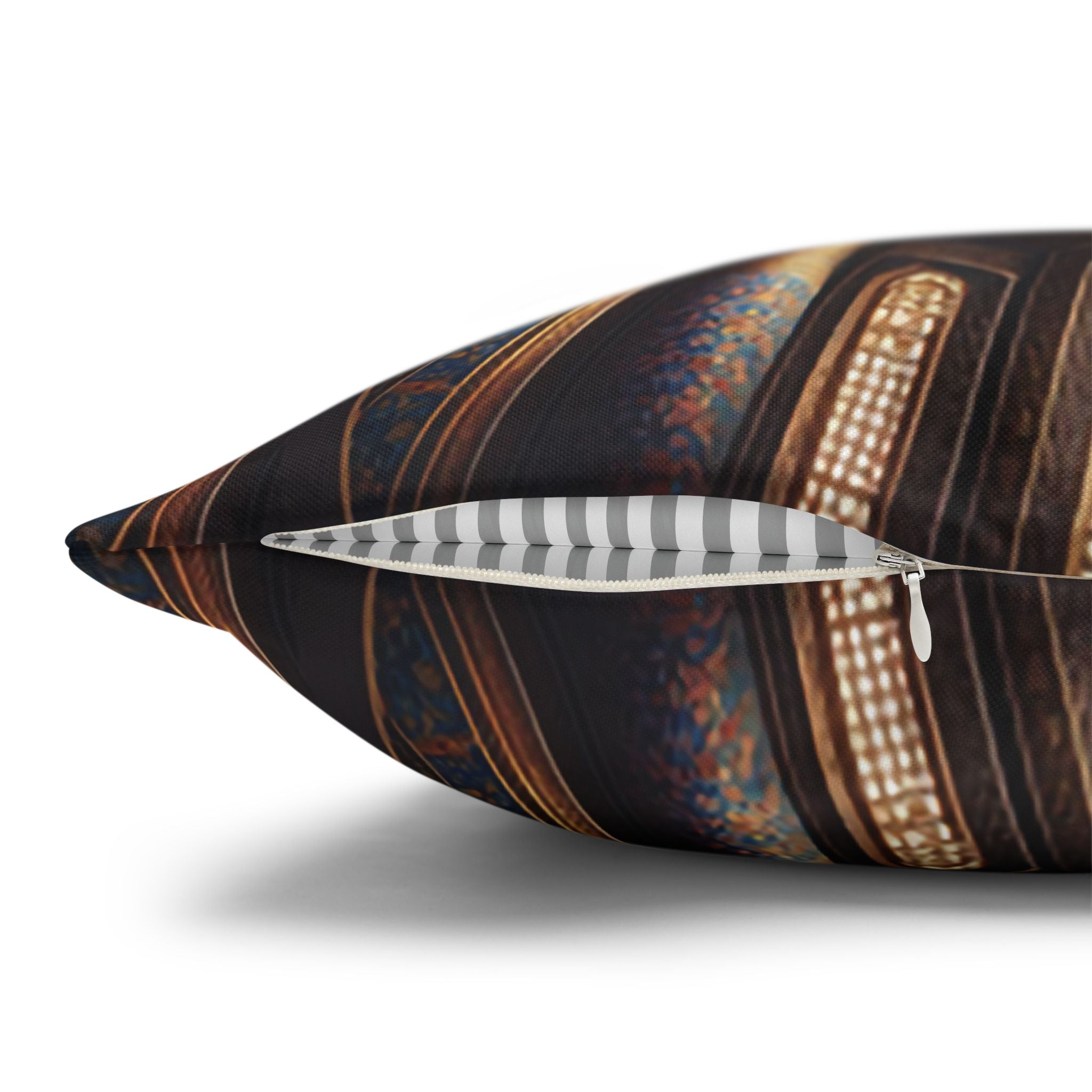 Persian art, brown-blue - Polyester Square Pillowcase