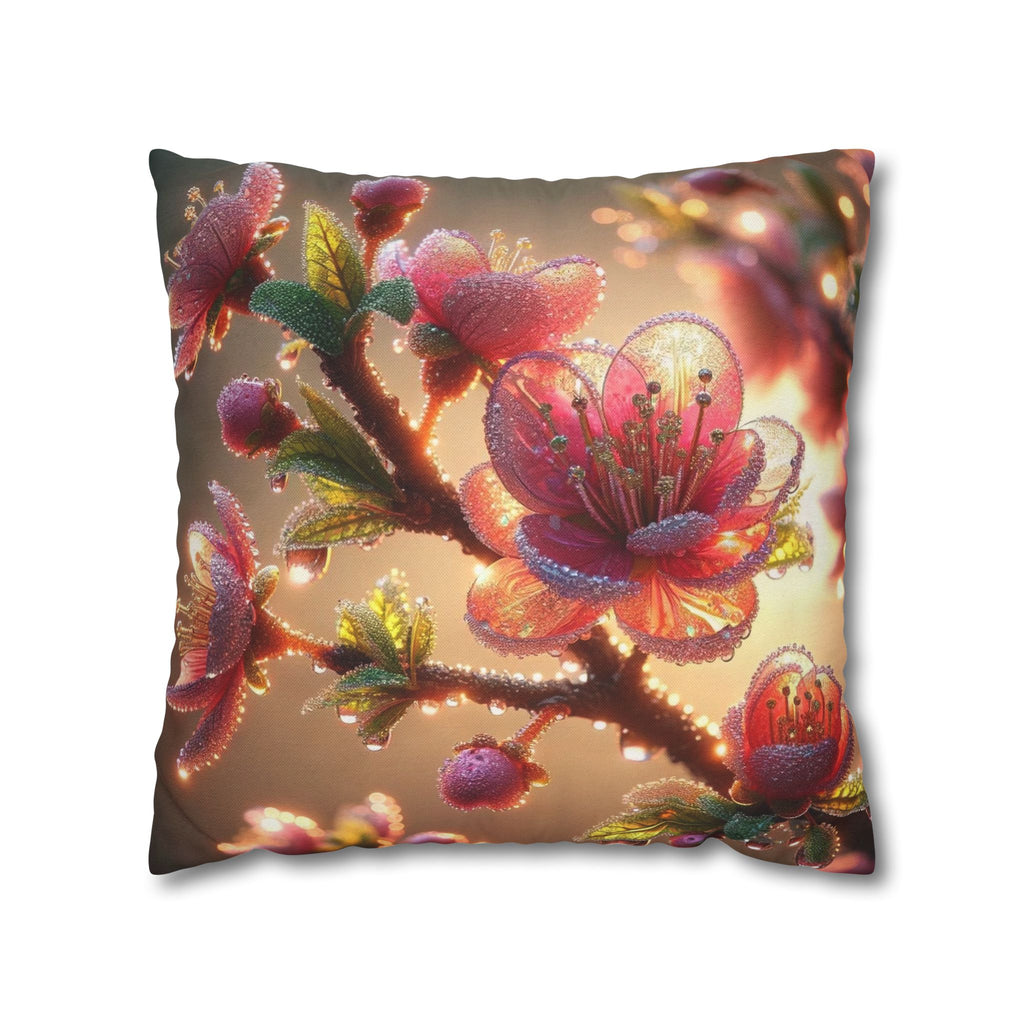 Large Pink diamond flowers - Polyester Square Pillowcase