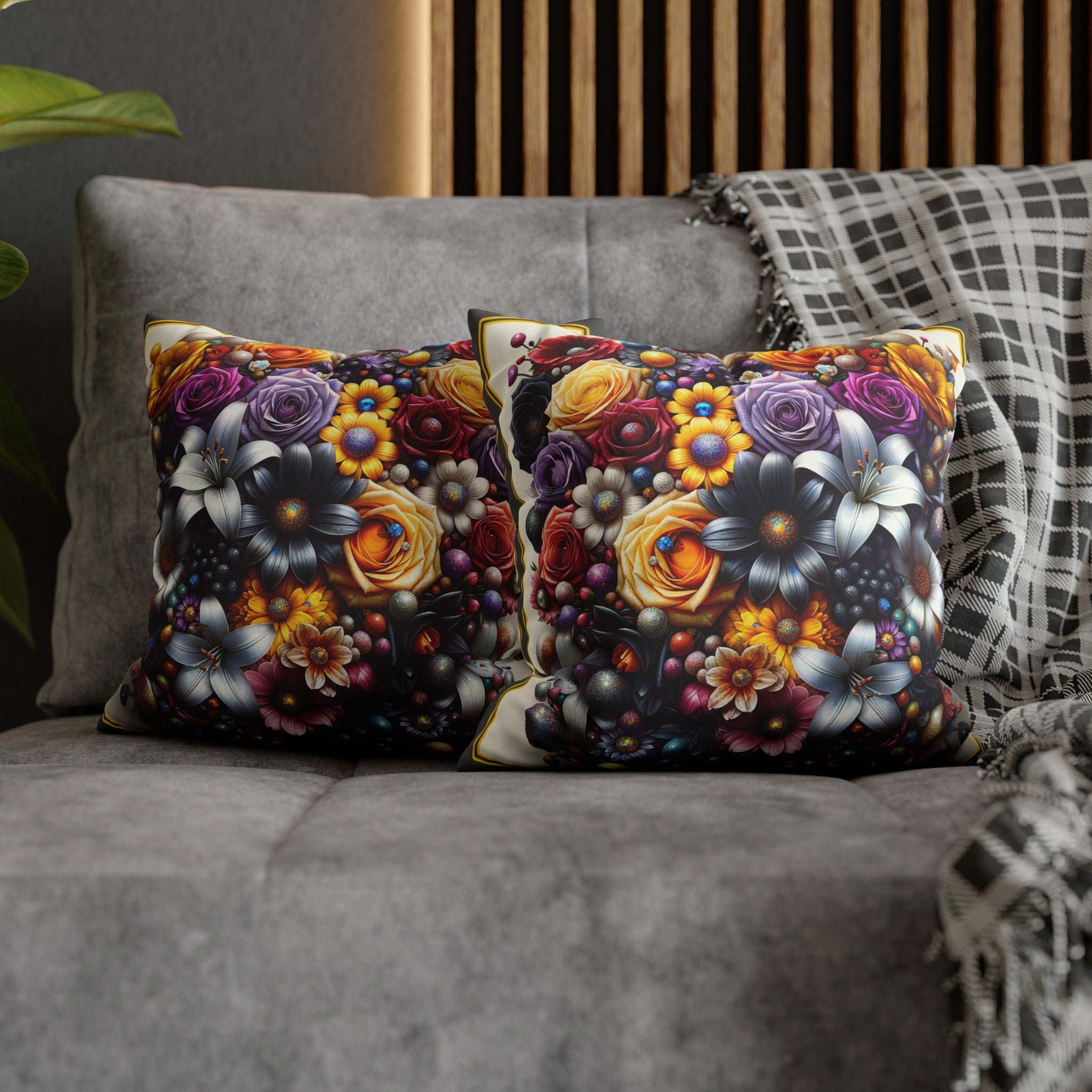 Colourful Bouquet (3) - Suede Square Pillowcase