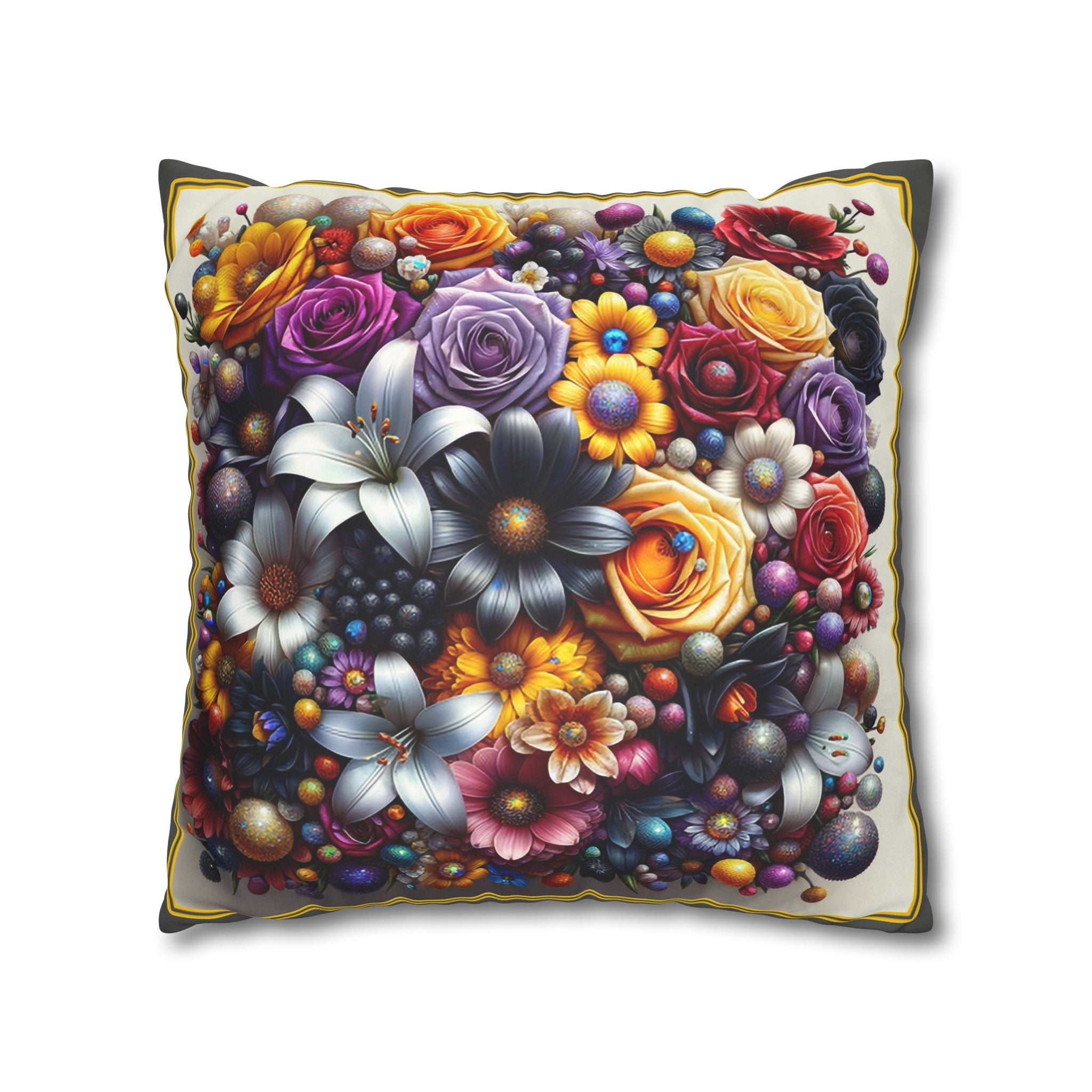 Colourful Bouquet (3) - Suede Square Pillowcase