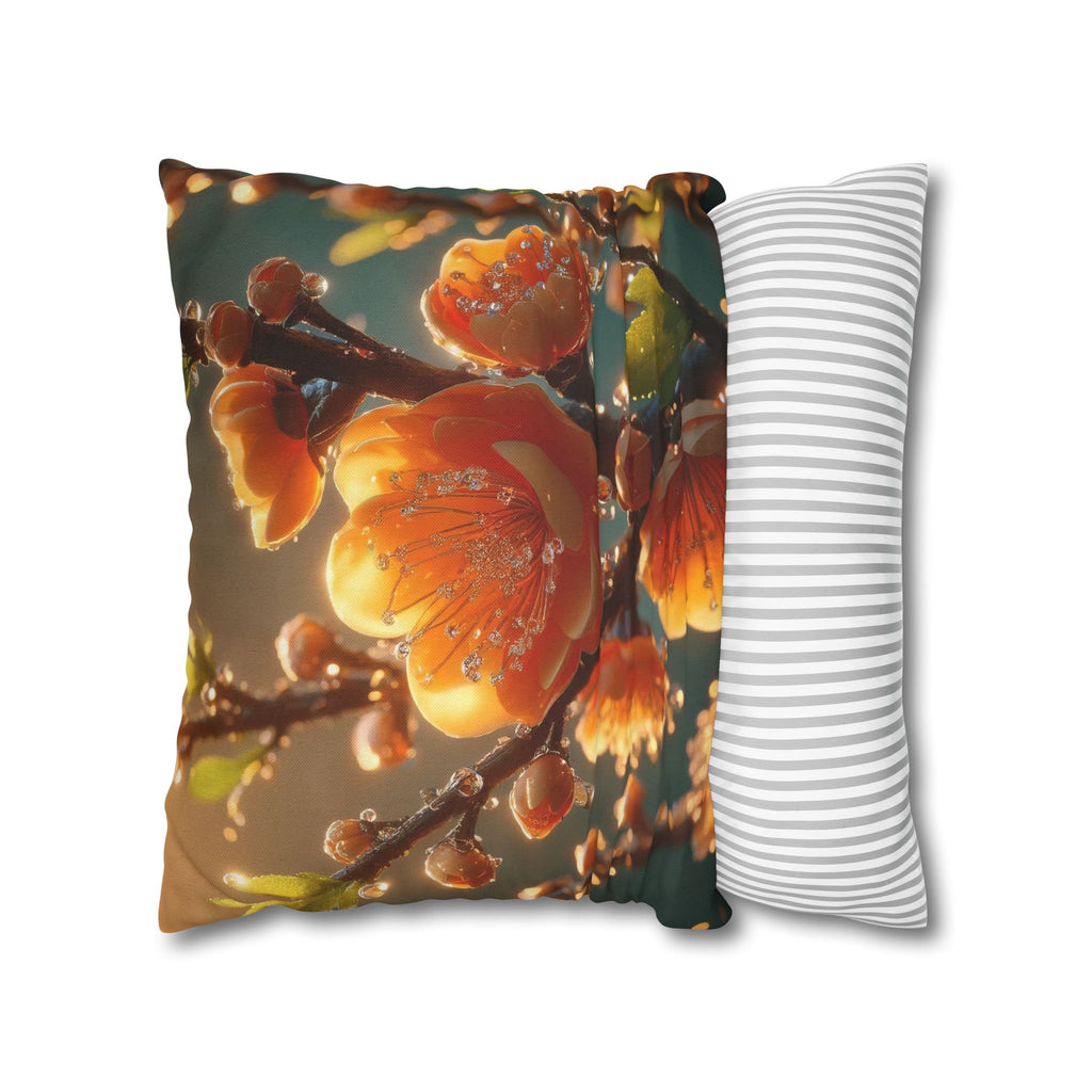 Orange-yellow diamond flowers - Polyester Square Pillowcase