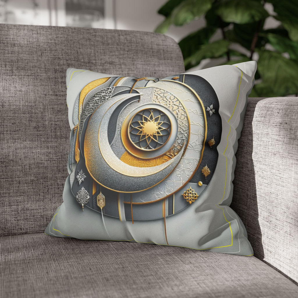 Islamic Art (gold, silver and grey) - Suede Square Pillowcase