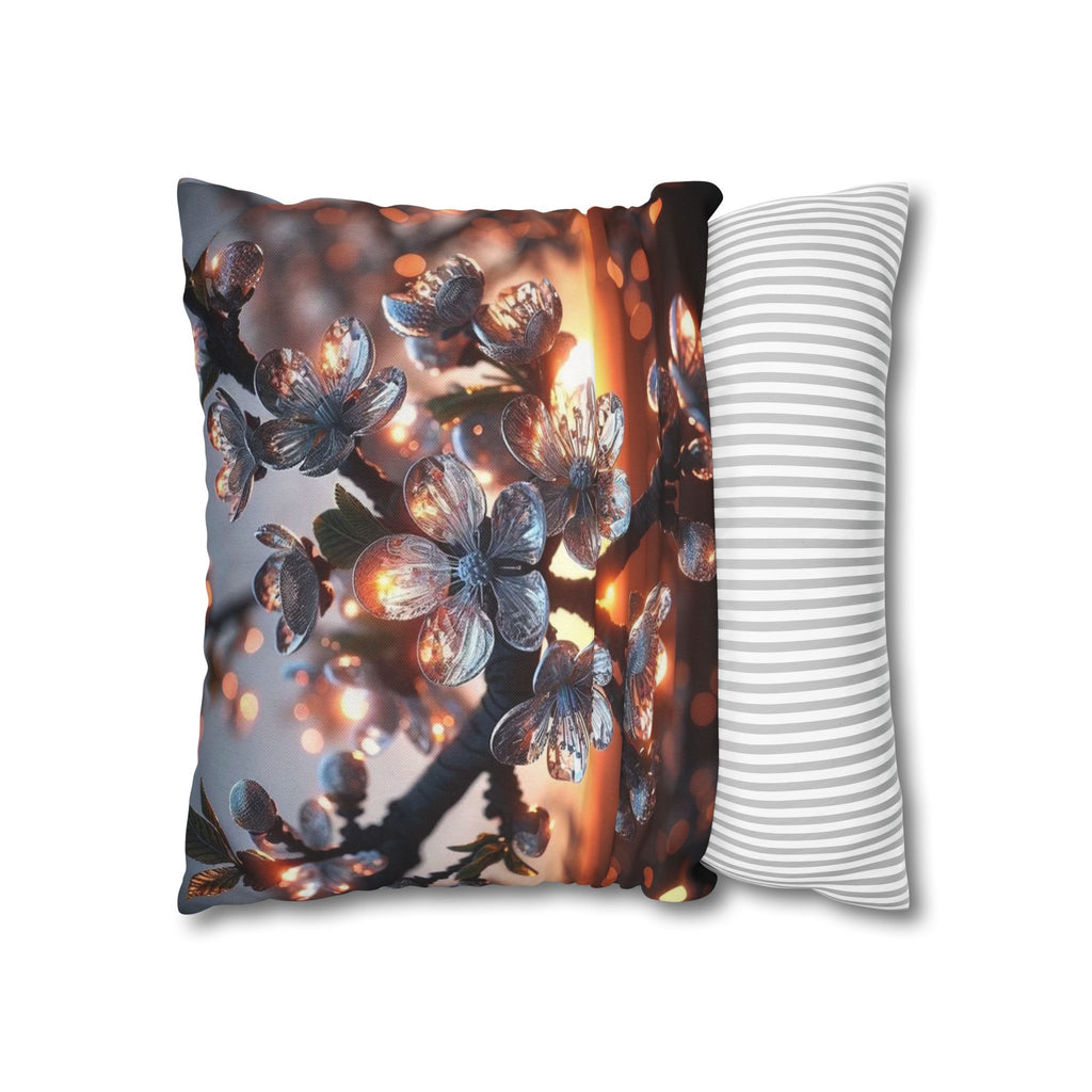 A branch full of white flowers - Polyester Square Pillowcase