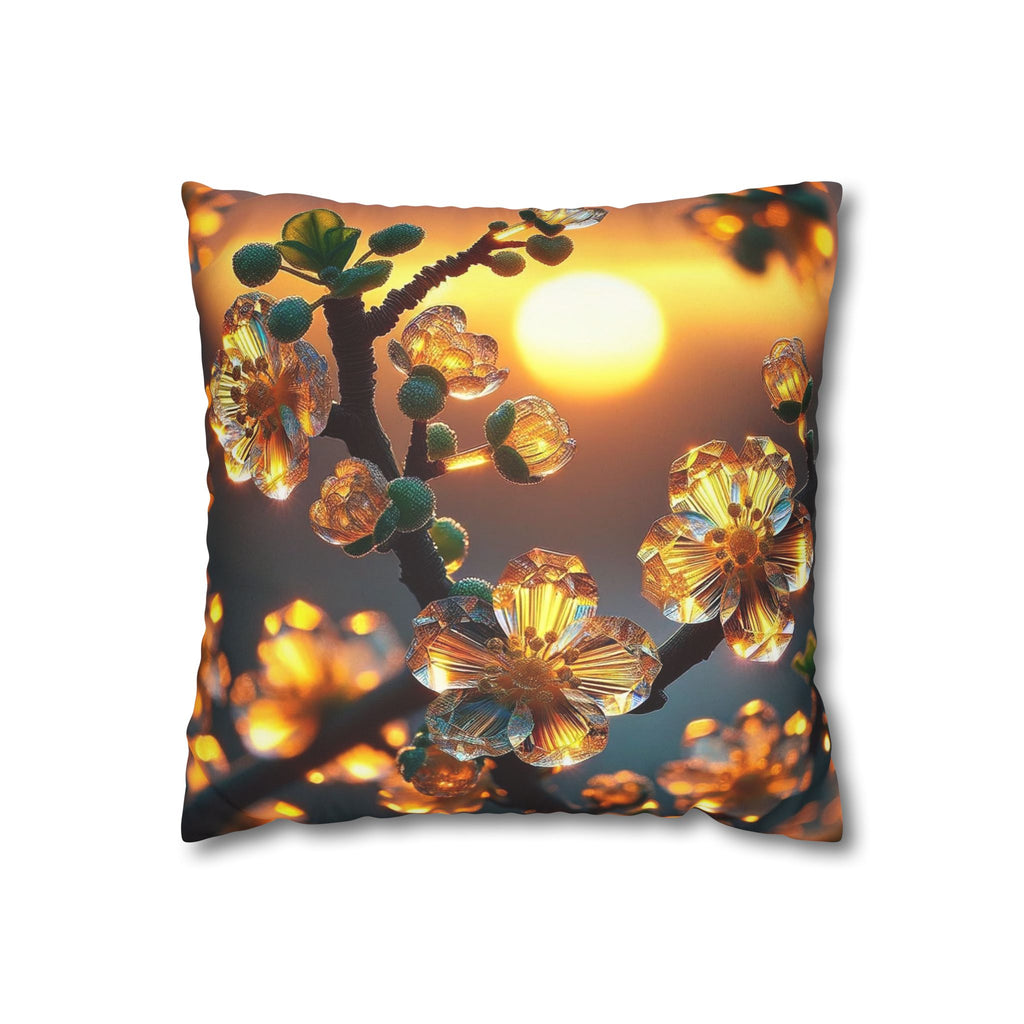 Yellow diamond flowers (4) - Suede Square Pillowcase