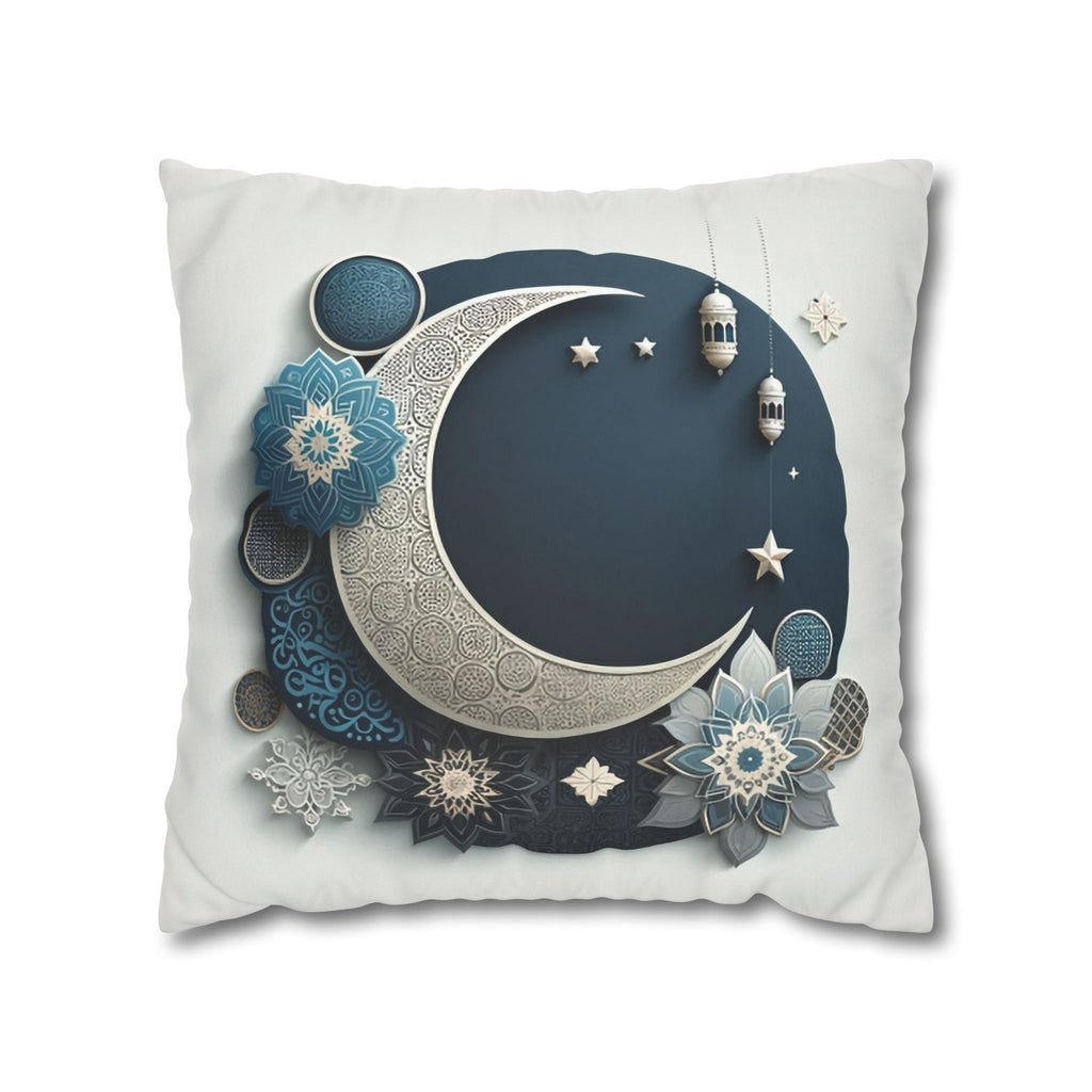 Islamic Art (large silver moon) - Suede Square Pillowcase