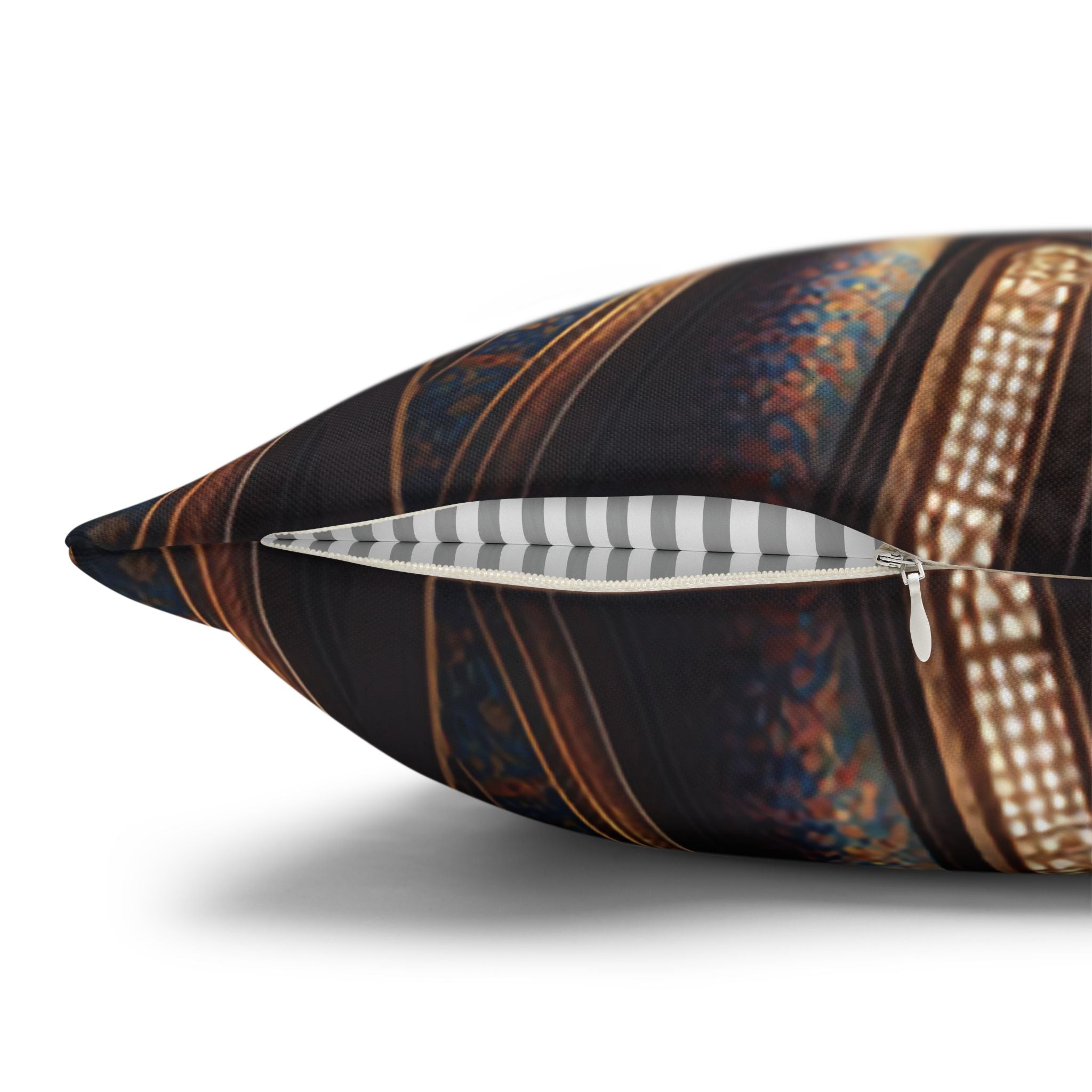 Persian art, brown-blue - Polyester Square Pillowcase