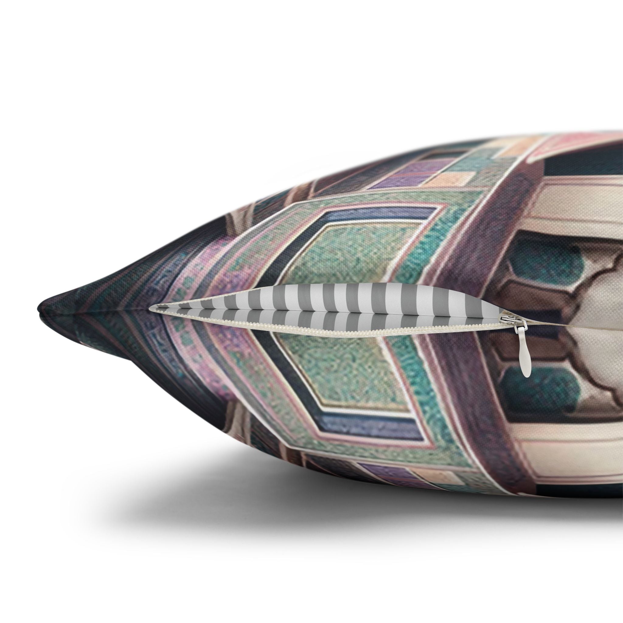 Persian art, grey-pink - Polyester Square Pillowcase