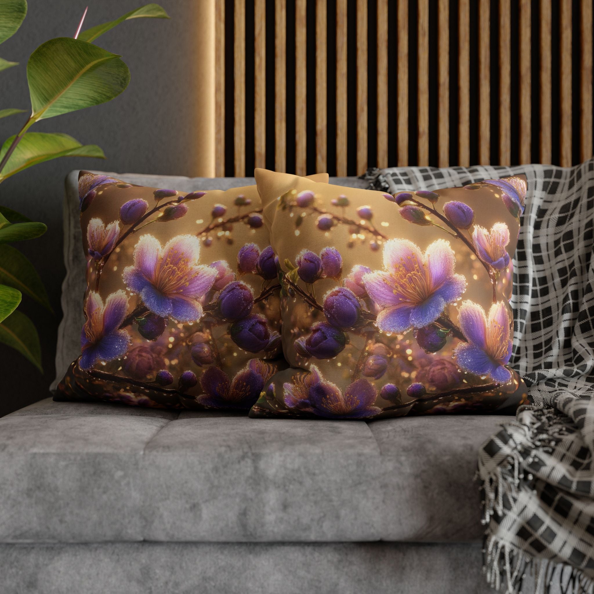 White-lavender flowers - Polyester Square Pillowcase