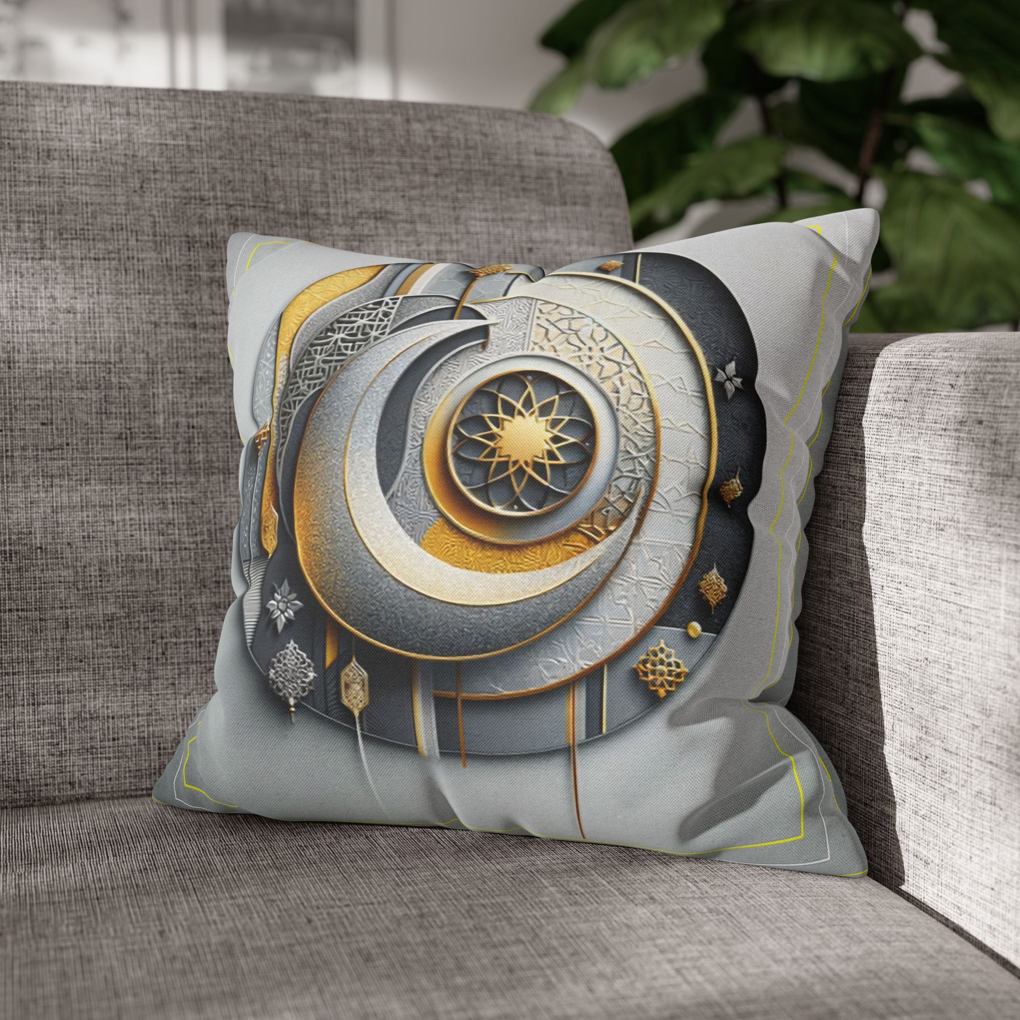 Islamic Art, Light-grey  - Polyester Square Pillowcase