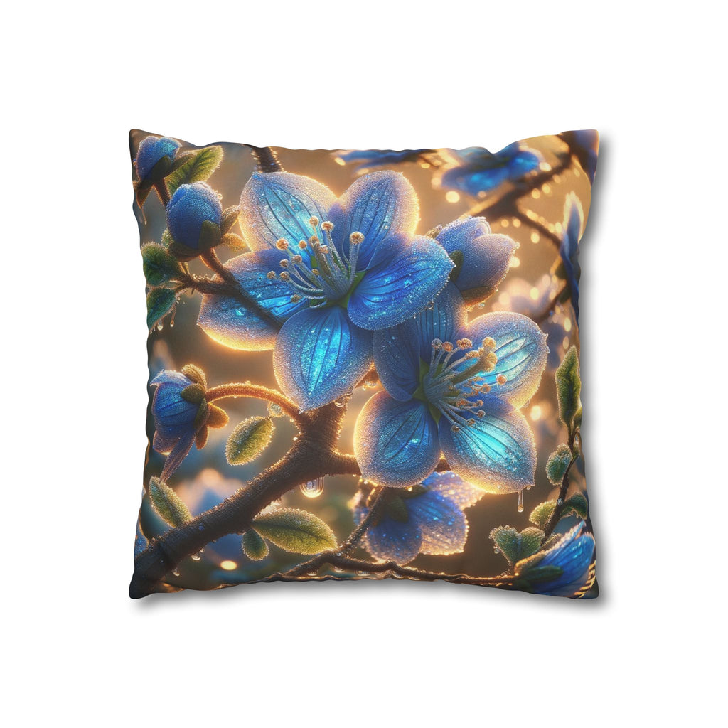 Large blue flowers  - Suede Square Pillowcase