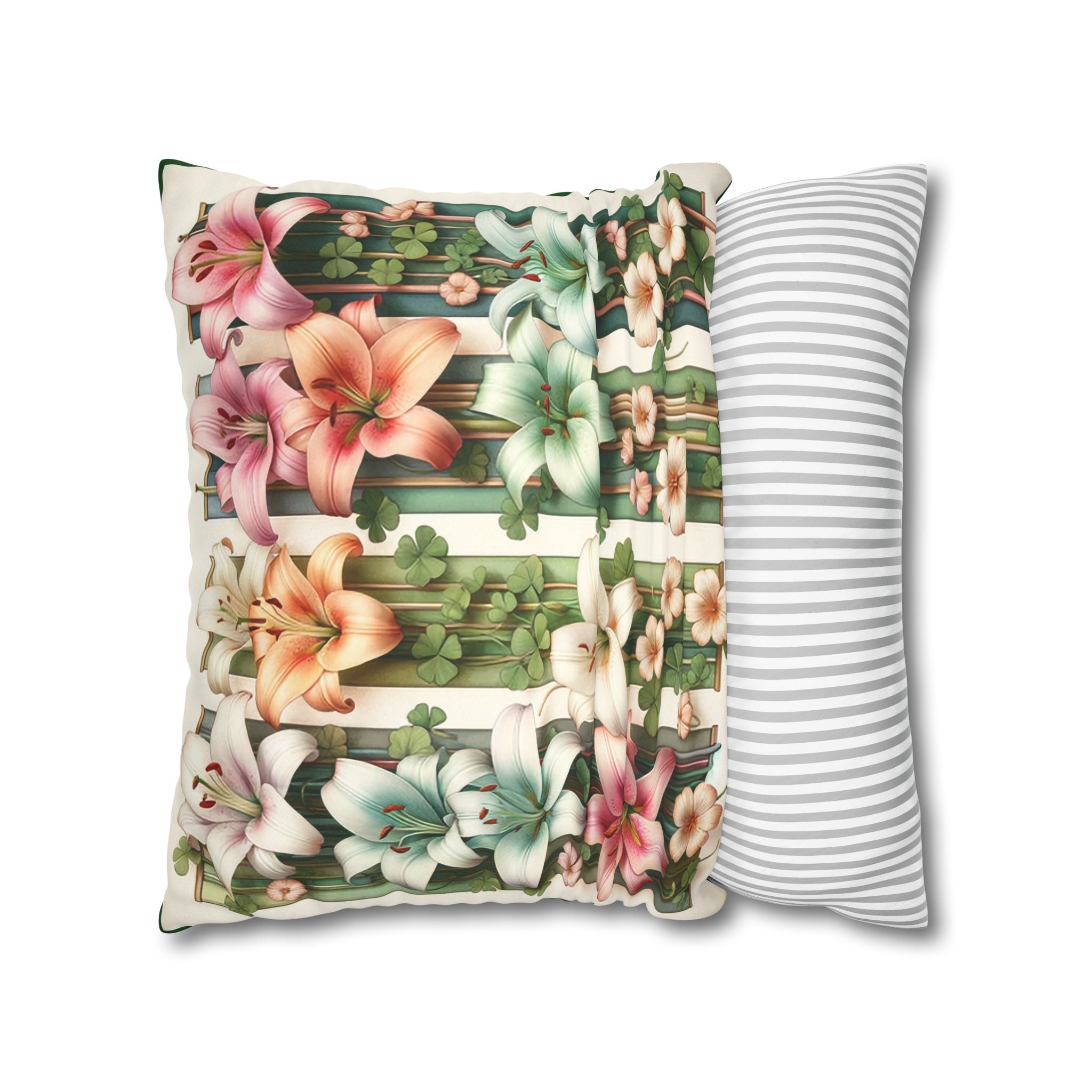Lilies on a wall - Suede Square Pillowcase